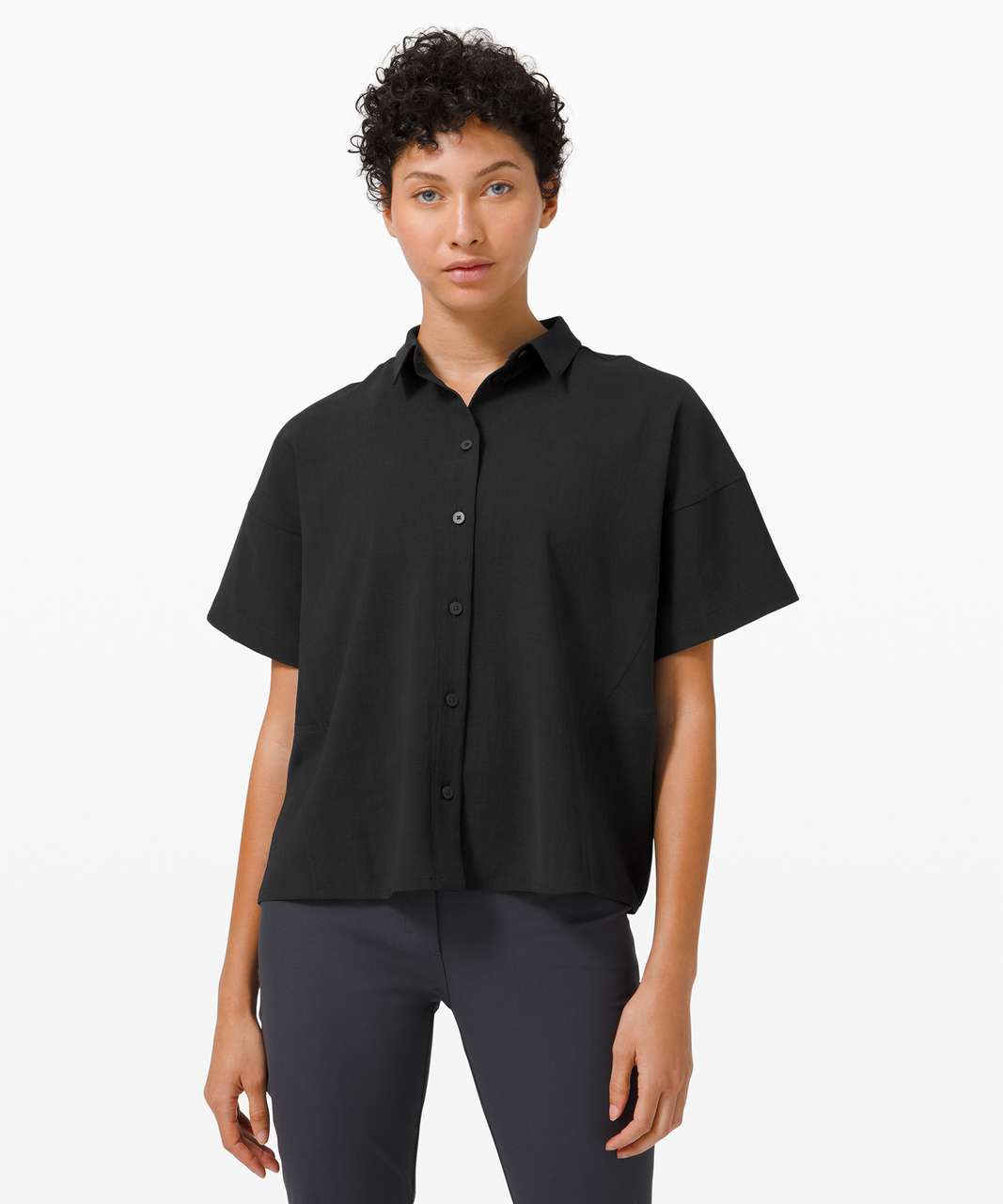 Lululemon Softstreme Gathered Crop Short Sleeve Shirt Black for