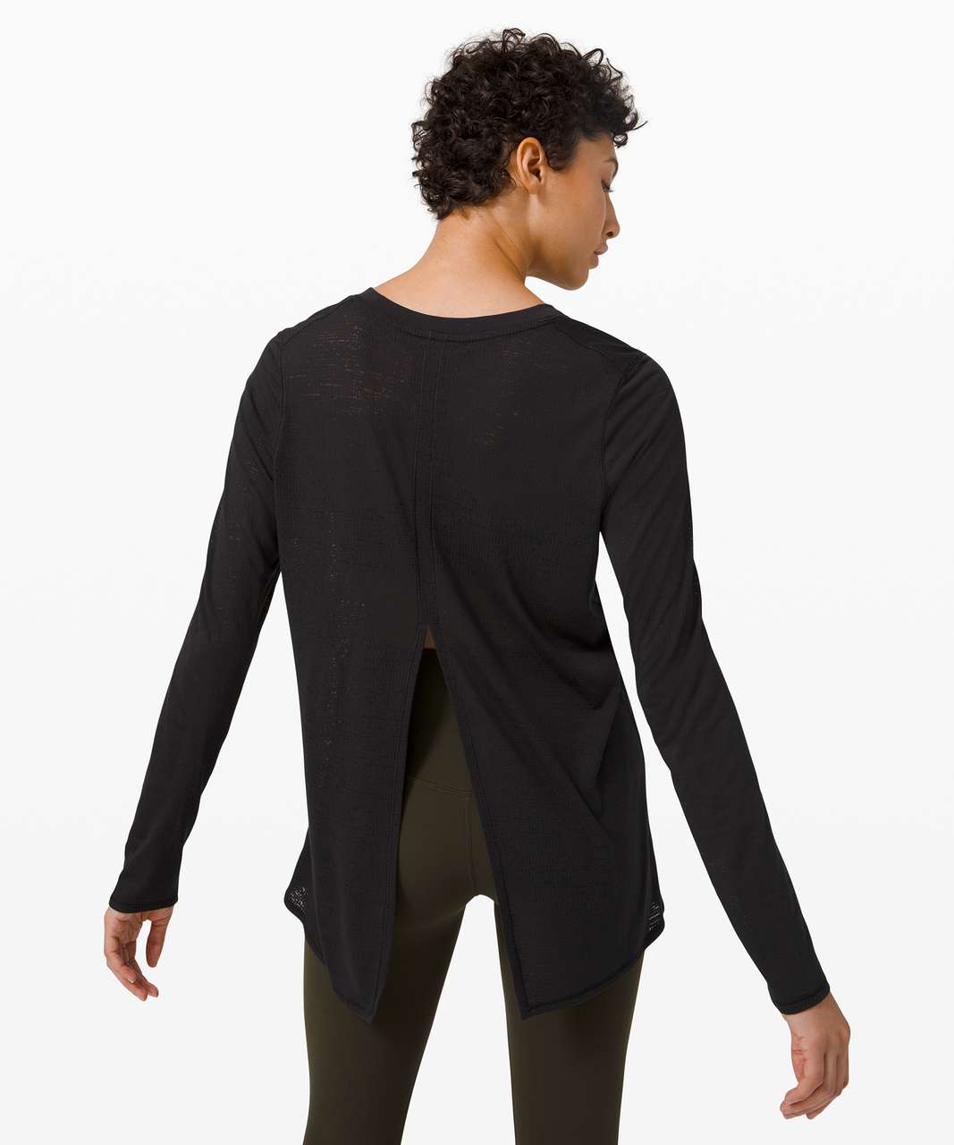 Lululemon Women's Uncovered Long Sleeve Crop Top in Black Size US