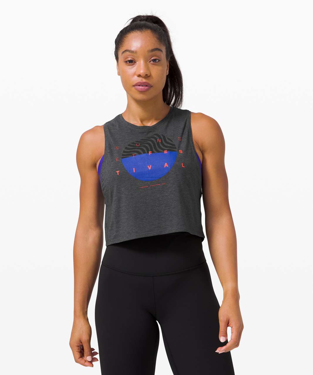 Lululemon Cut The Crop - Black / Vintage Pink - lulu fanatics