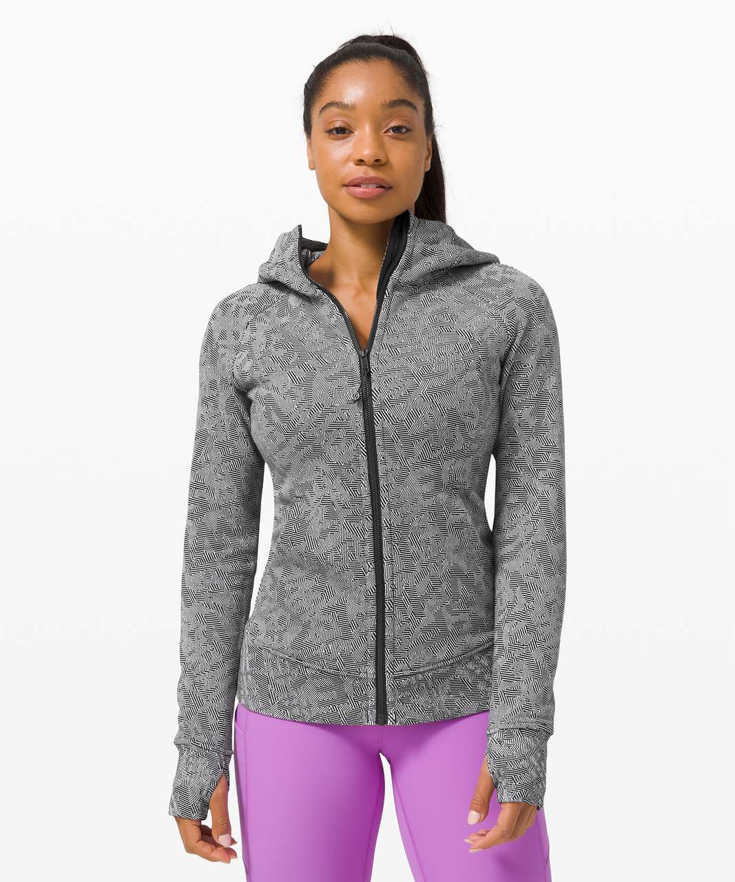 Lululemon Scuba Full Zip Hoodie *SeaWheeze - Illusionary Max Alpine White Black