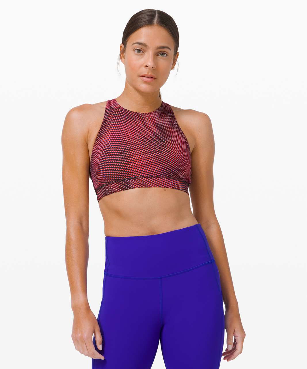 LULULEMON SeaWheeze ENERGY Bra HIGH NECK LONG LINE To The Beat Raspberry  Multi