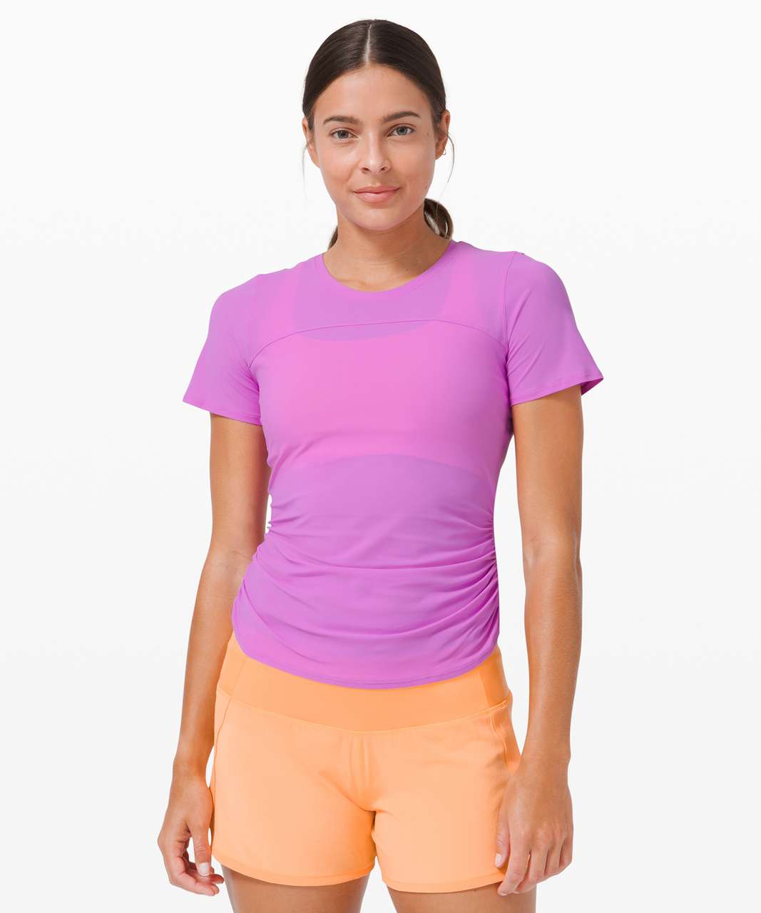 Lululemon Run Off Route Short Sleeve *SeaWheeze - Purple Blossom