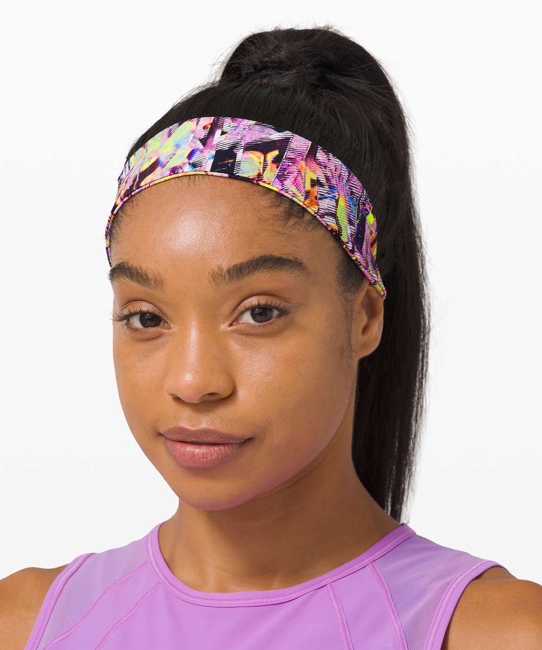 Lululemon Fly Away Tamer Headband II *SeaWheeze - Super Sonic Alpine White Purple Multi