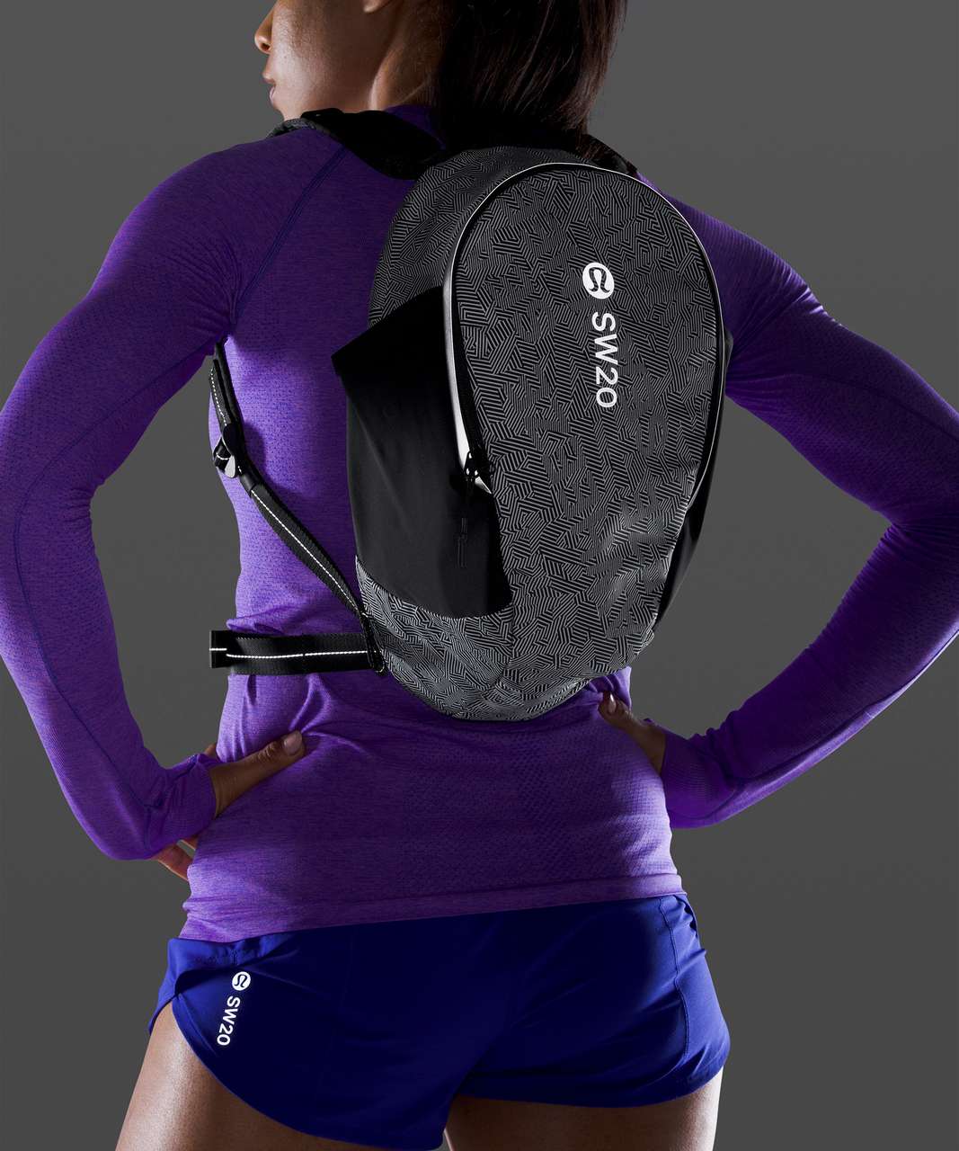 Lululemon Fast and Free Backpack *SeaWheeze - Illusionary Max Alpine White  Black / Black - lulu fanatics