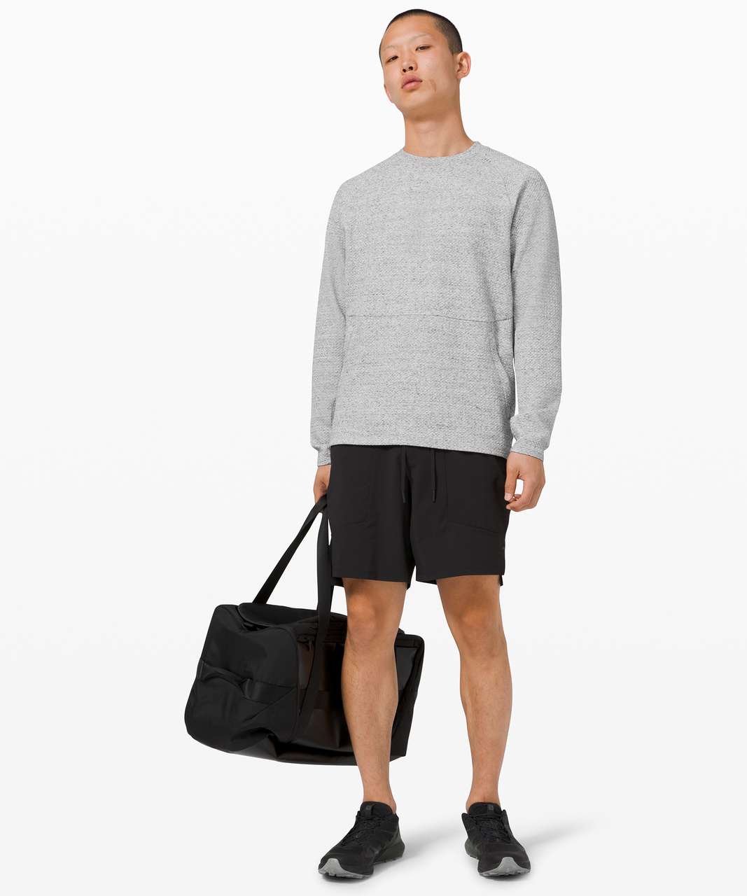 Lululemon At Ease Crew - Heathered Melody Light Grey / Black - lulu ...