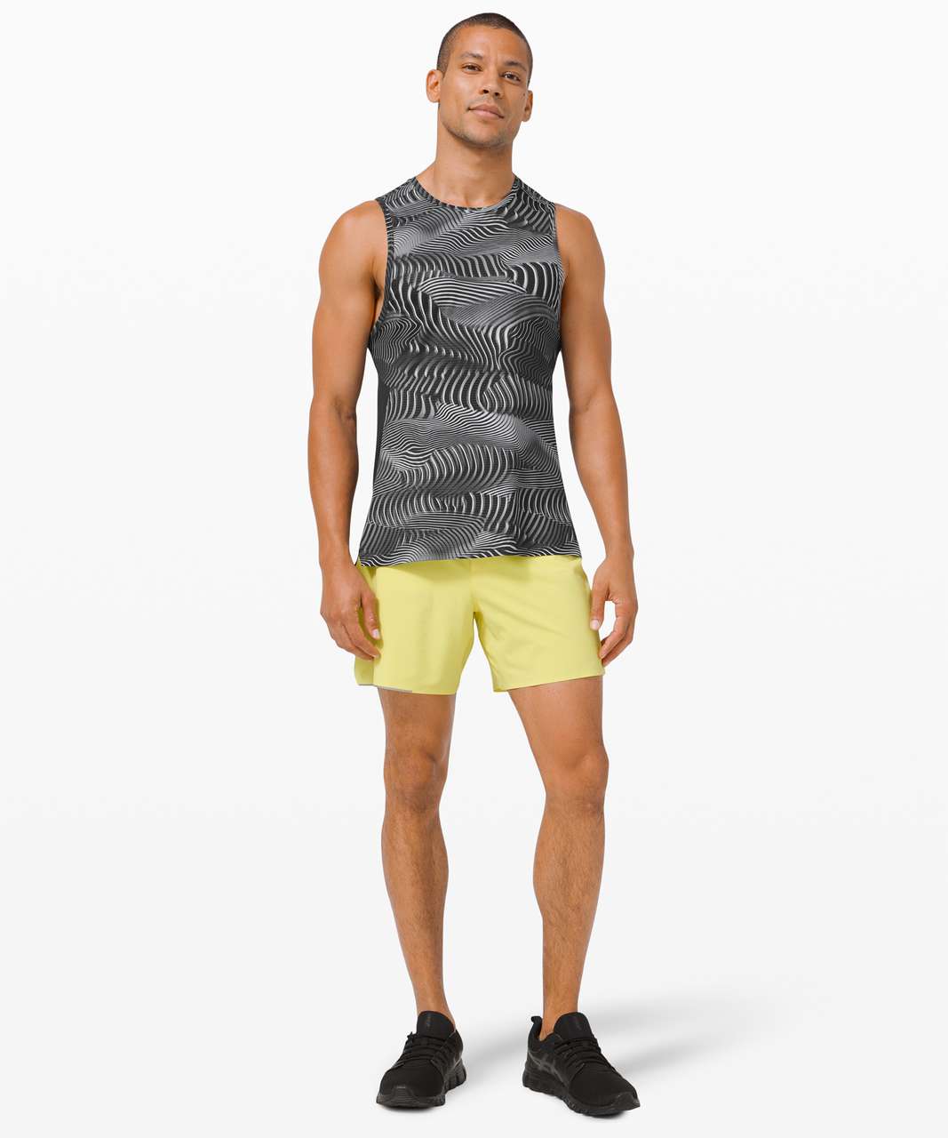 Lululemon Fast and Free Tank *SeaWheeze - Fast Lane Grey Multi / Black