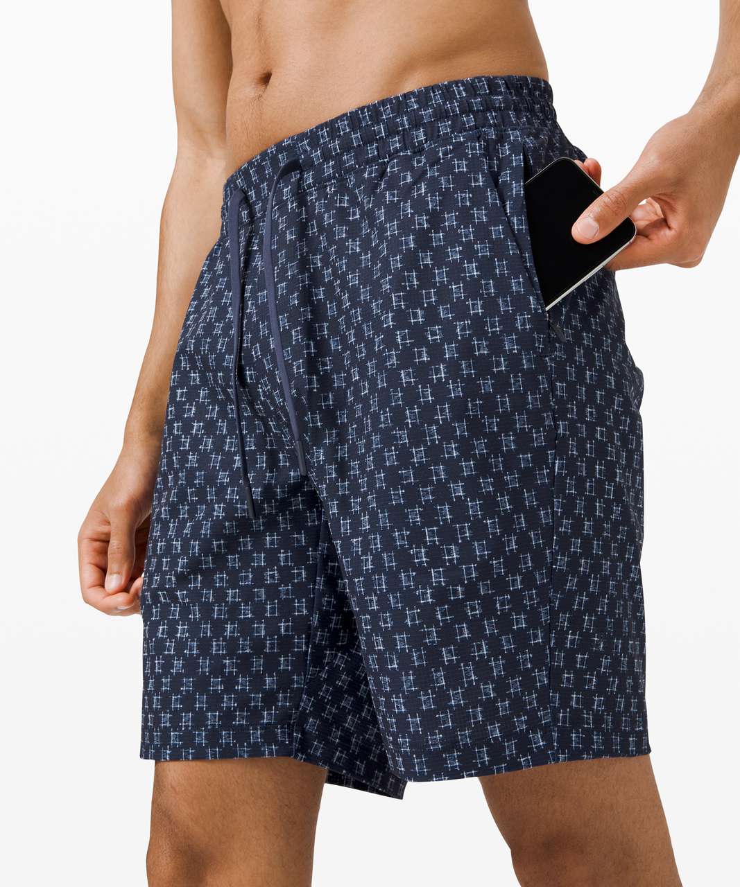 Lululemon Bowline Short *8" - IKat Check White True Navy