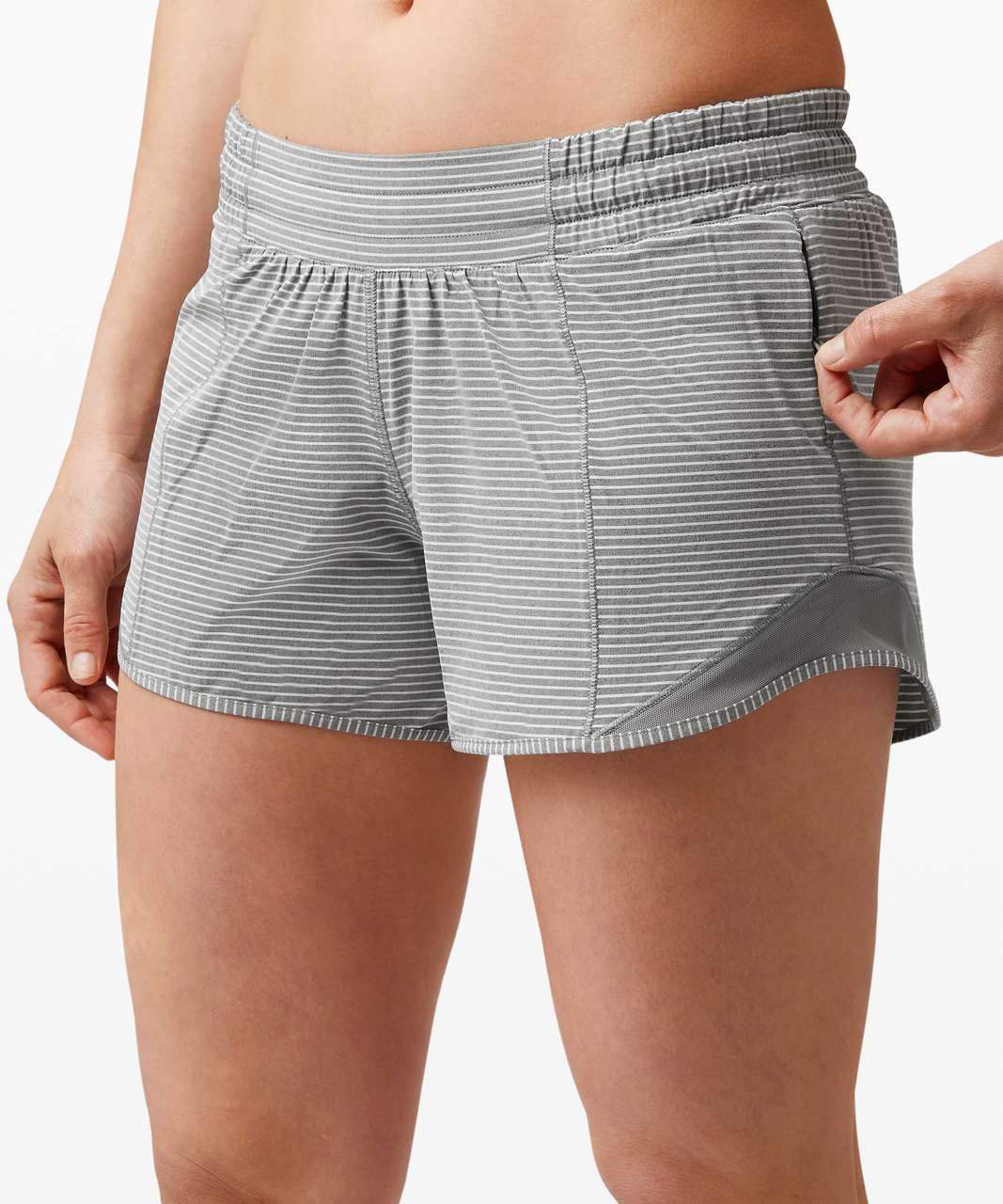 Lululemon Hotty Hot Short II *Long 4" - Hype Stripe Raceway Grey White / Raceway Grey