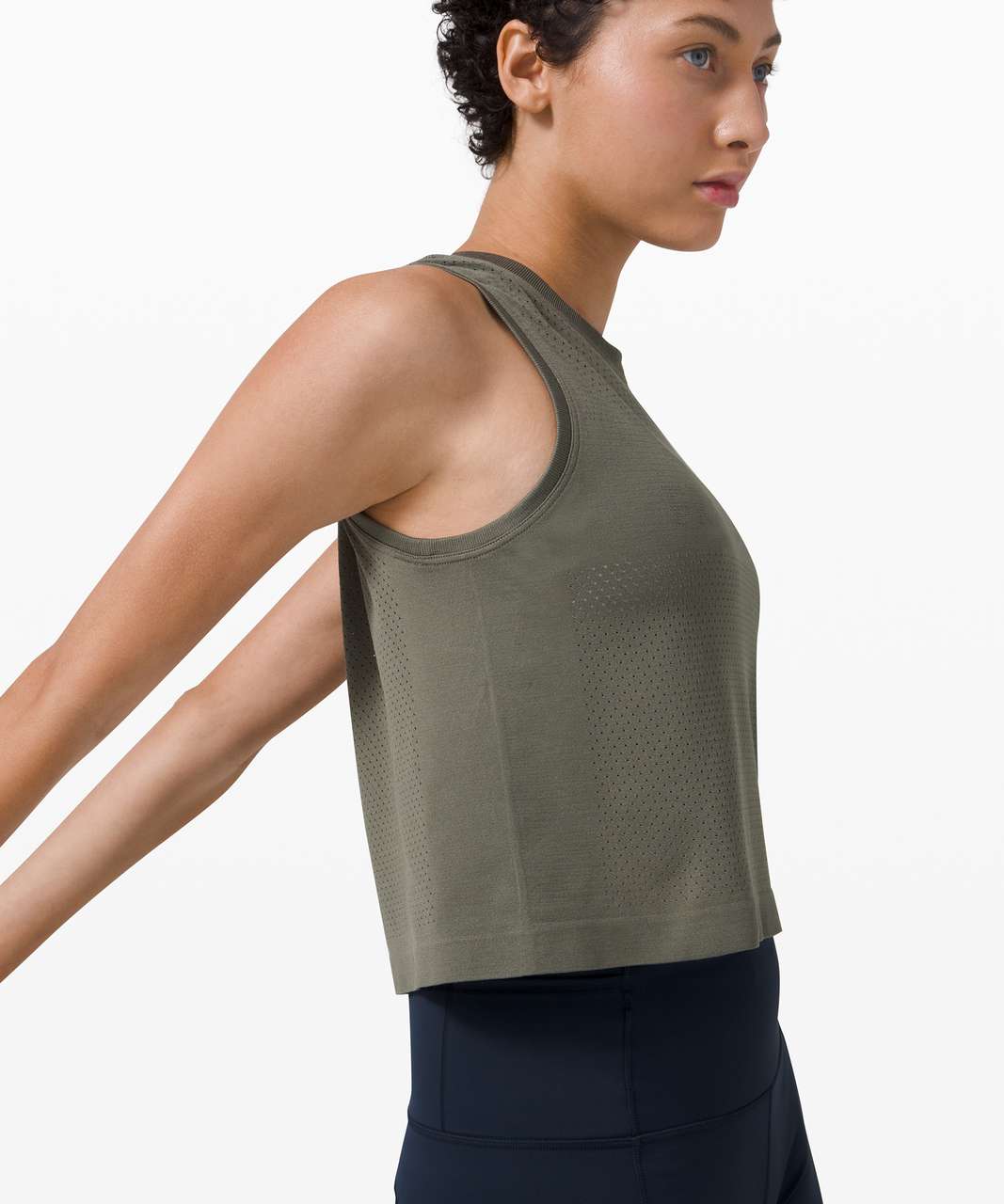 Lululemon Swiftly Breathe Crop Tank - San Francisco / Grey Sage - lulu  fanatics