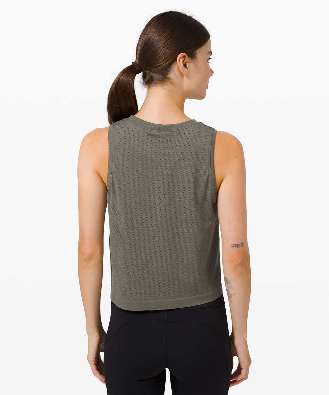 Lululemon Swiftly Breathe Crop Tank - New York / Grey Sage - lulu fanatics