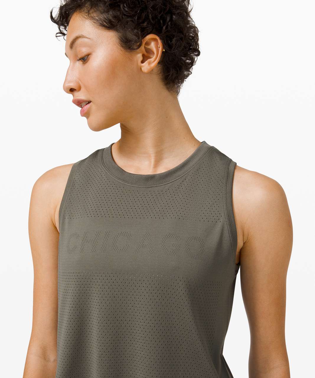 Lululemon Swiftly Breathe Crop Tank - Chicago / Grey Sage