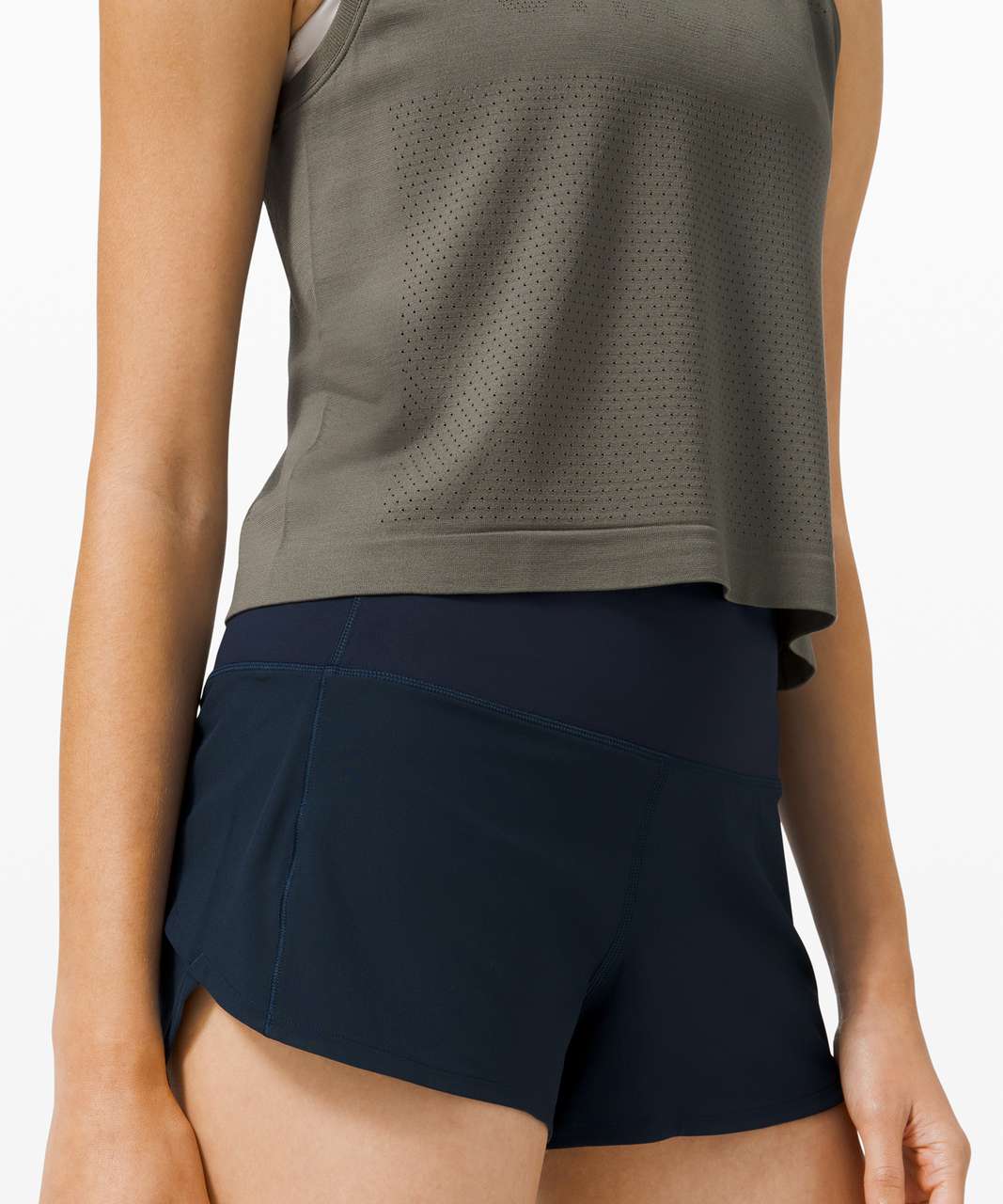 Lululemon Swiftly Breathe Crop Tank - Chicago / Grey Sage