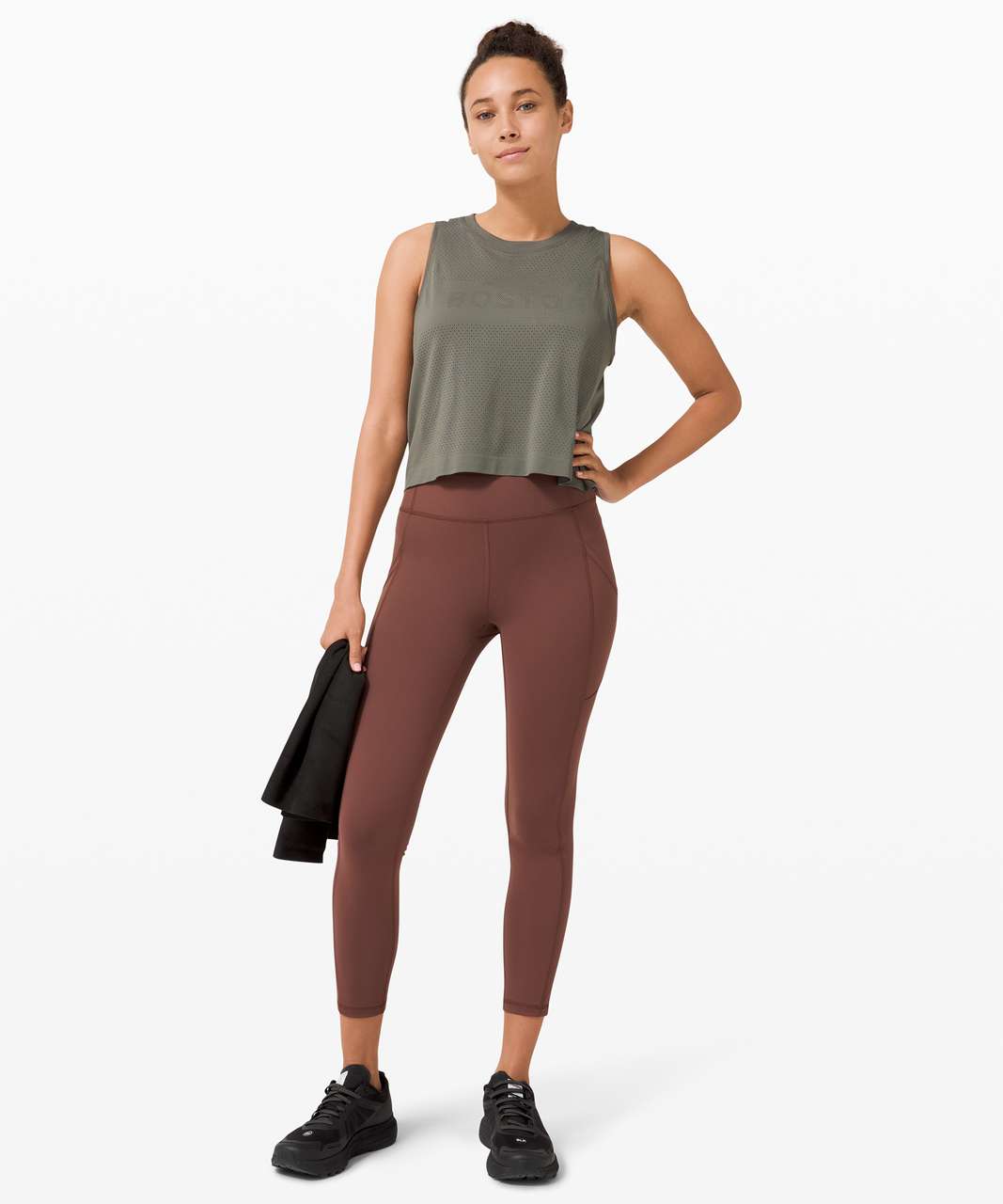 Lululemon Swiftly Breathe Crop Tank - New York / Grey Sage - lulu