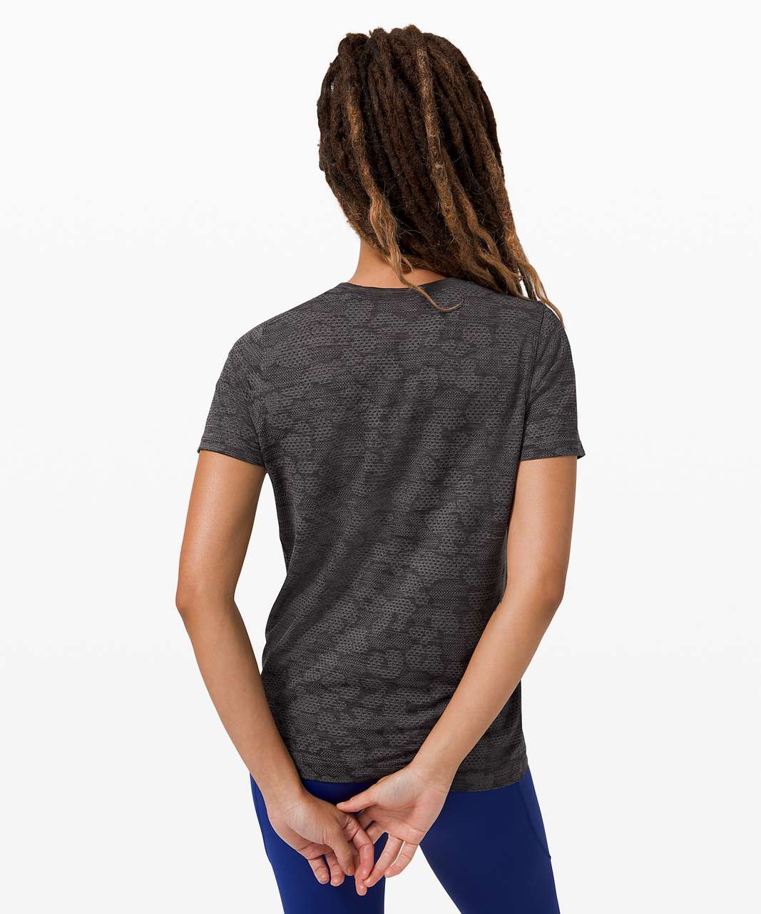 Lululemon Breeze By Short Sleeve - Polar Spots Titanium / Black