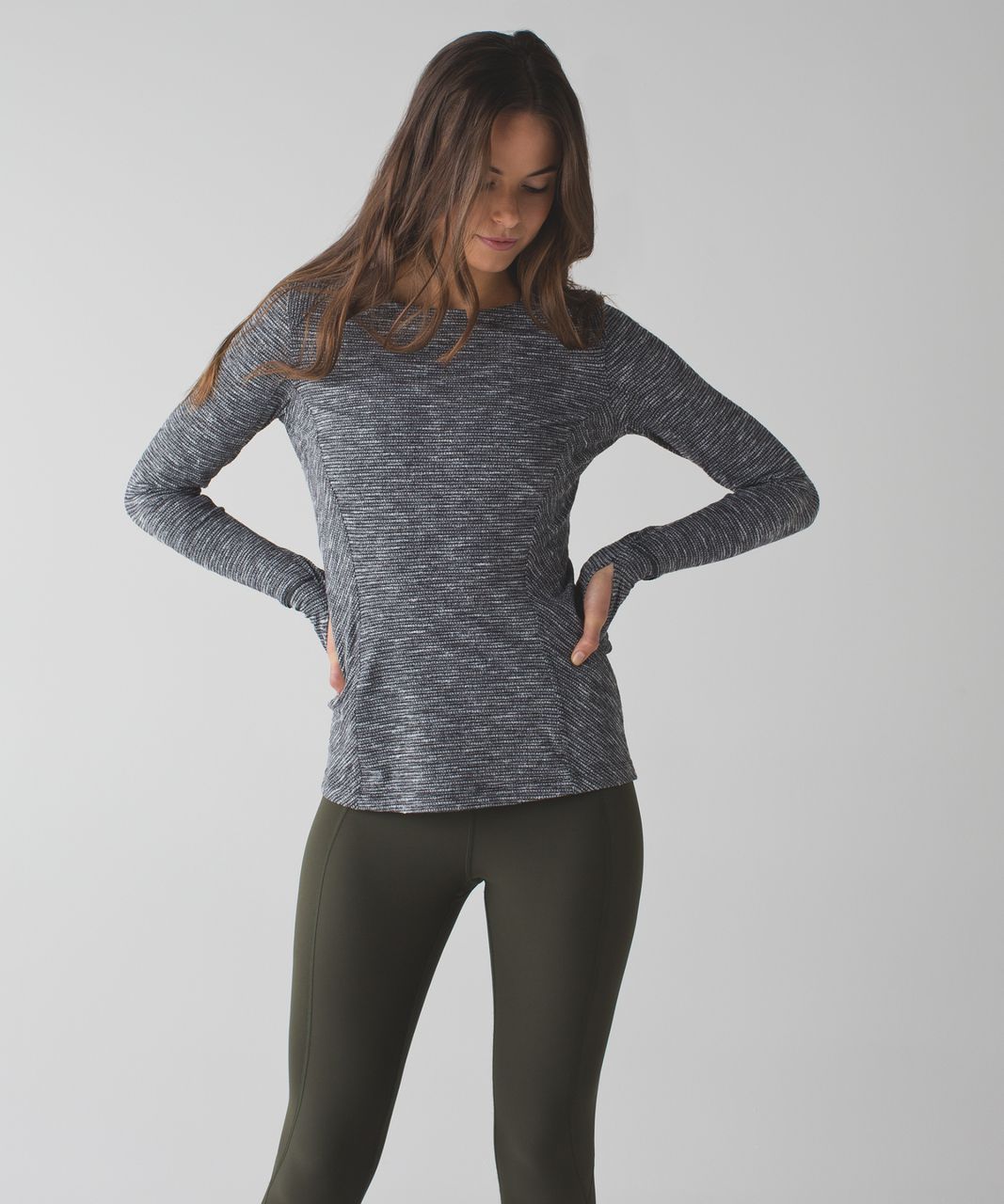 Lululemon Kanto Catch Me Long Sleeve - Coco Pique Black White - lulu ...