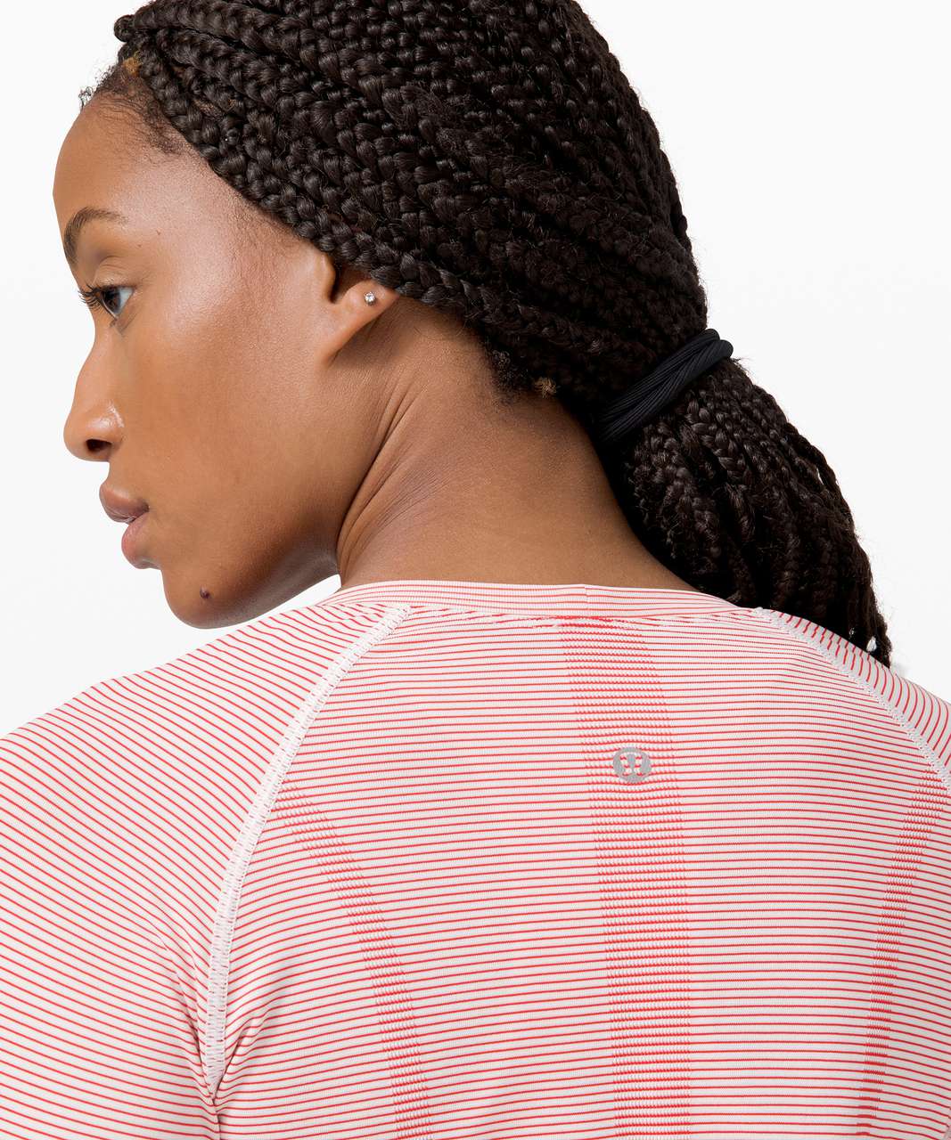 Lululemon Swiftly Tech Long Sleeve 2.0 - Tempo Stripe White / Carnation Red