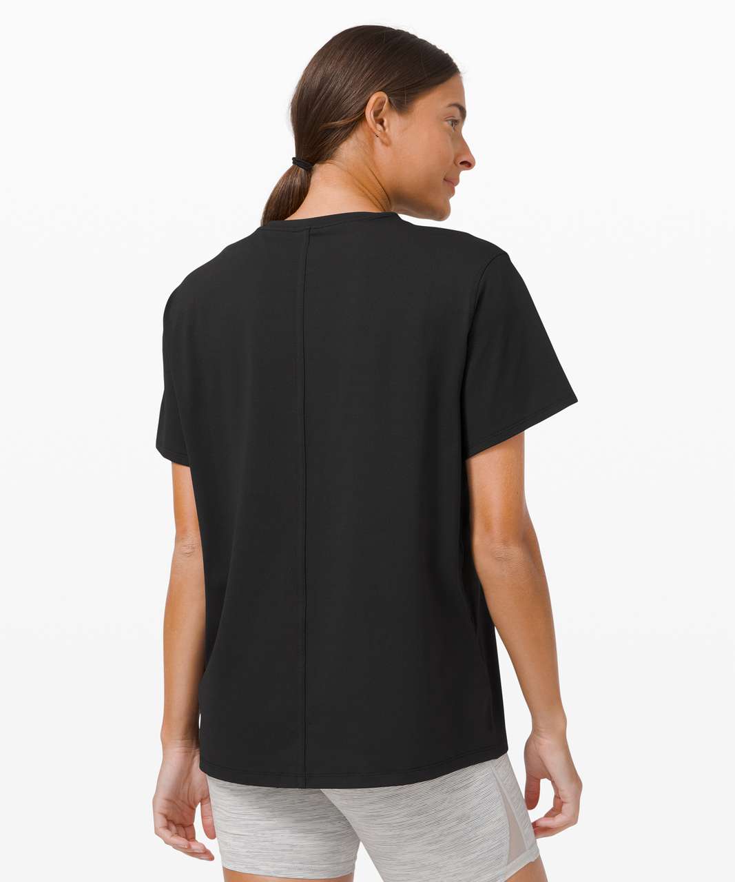 Lululemon All Yours Short Sleeve Train In Speckle Rhino Grey/black