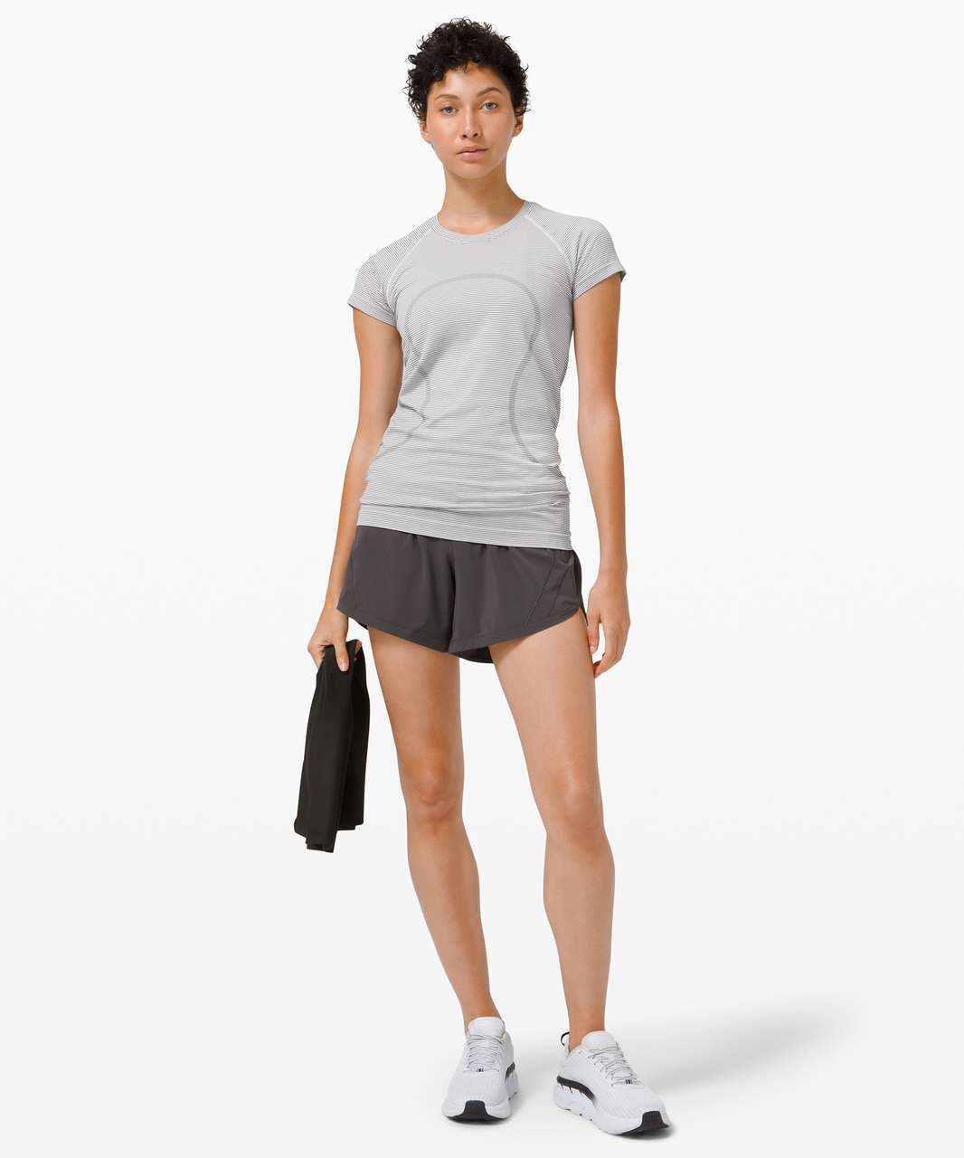 Lululemon Swiftly Tech Short Sleeve Crew *Sparkle - Black / White / Silver  - lulu fanatics