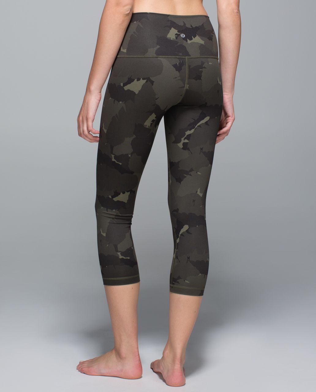 Lululemon Wunder Under Crop II (Roll Down) - Palm Party Fatigue Green Black