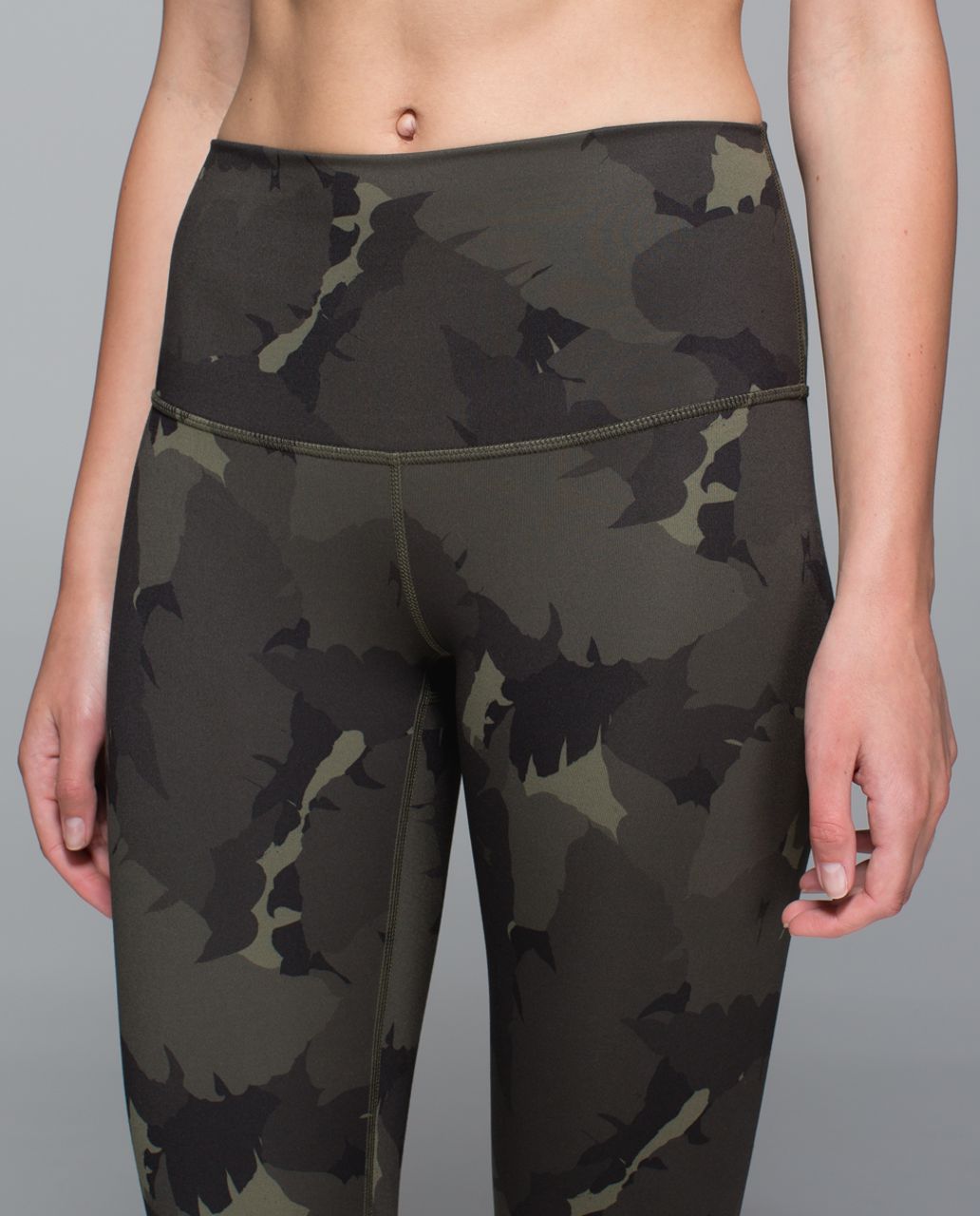 Lululemon Wunder Under Crop II (Roll Down) - Palm Party Fatigue Green Black