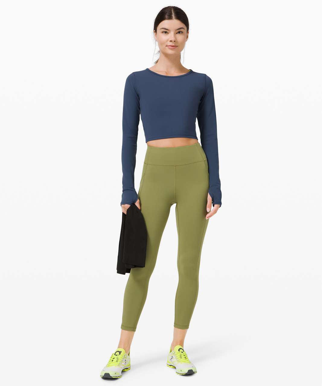 Lululemon Wunder Train Cropped Long Sleeve - Iron Blue