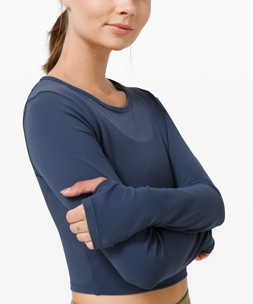 Lululemon Wunder Train Cropped Long Sleeve - Iron Blue - lulu fanatics