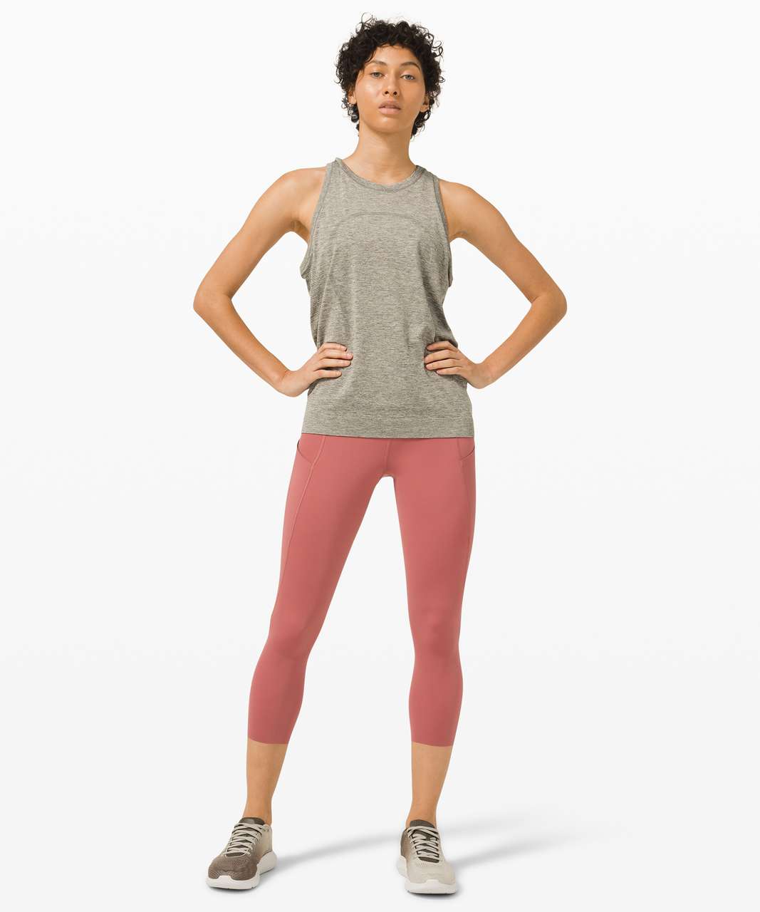 NEW Women Lululemon Fast Free Crop 19 Cool Non-Reflective Cherry Tint Size  8 