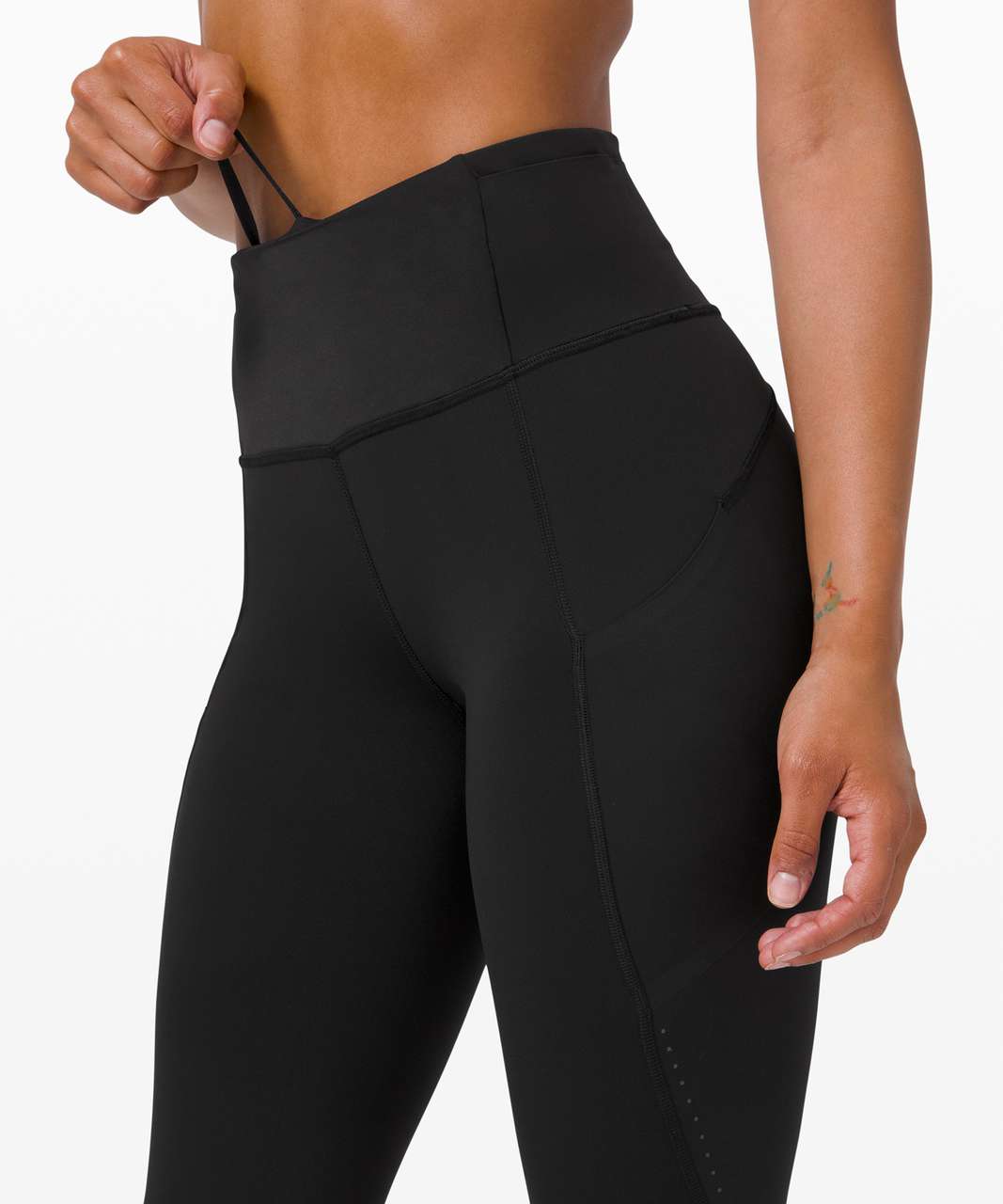 Lululemon Fast and Free High Rise Crop 21 Elite - Black - lulu fanatics