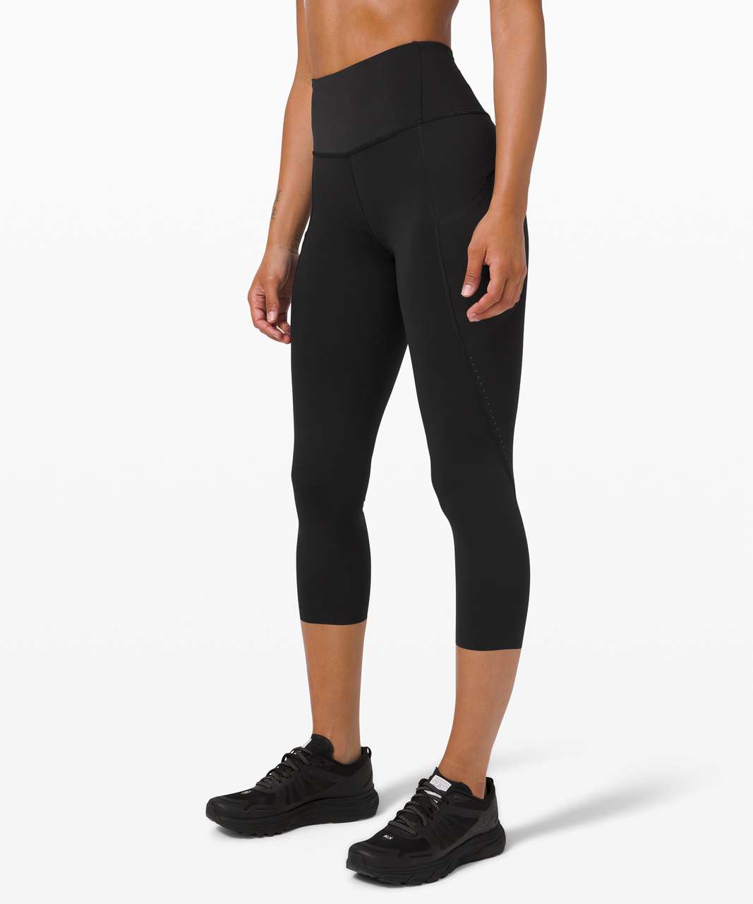 Lululemon Fast and Free High Rise Crop 21 Elite - Black - lulu fanatics