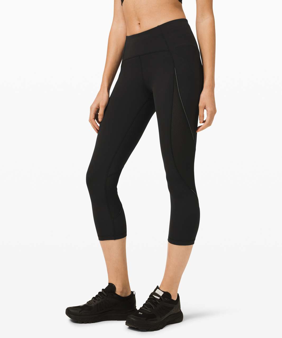 Lululemon Run Off Route Mid Rise Crop 21 - Black - lulu fanatics