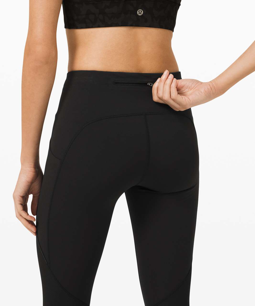 Lululemon Run Off Route Mid Rise Crop 21" - Black