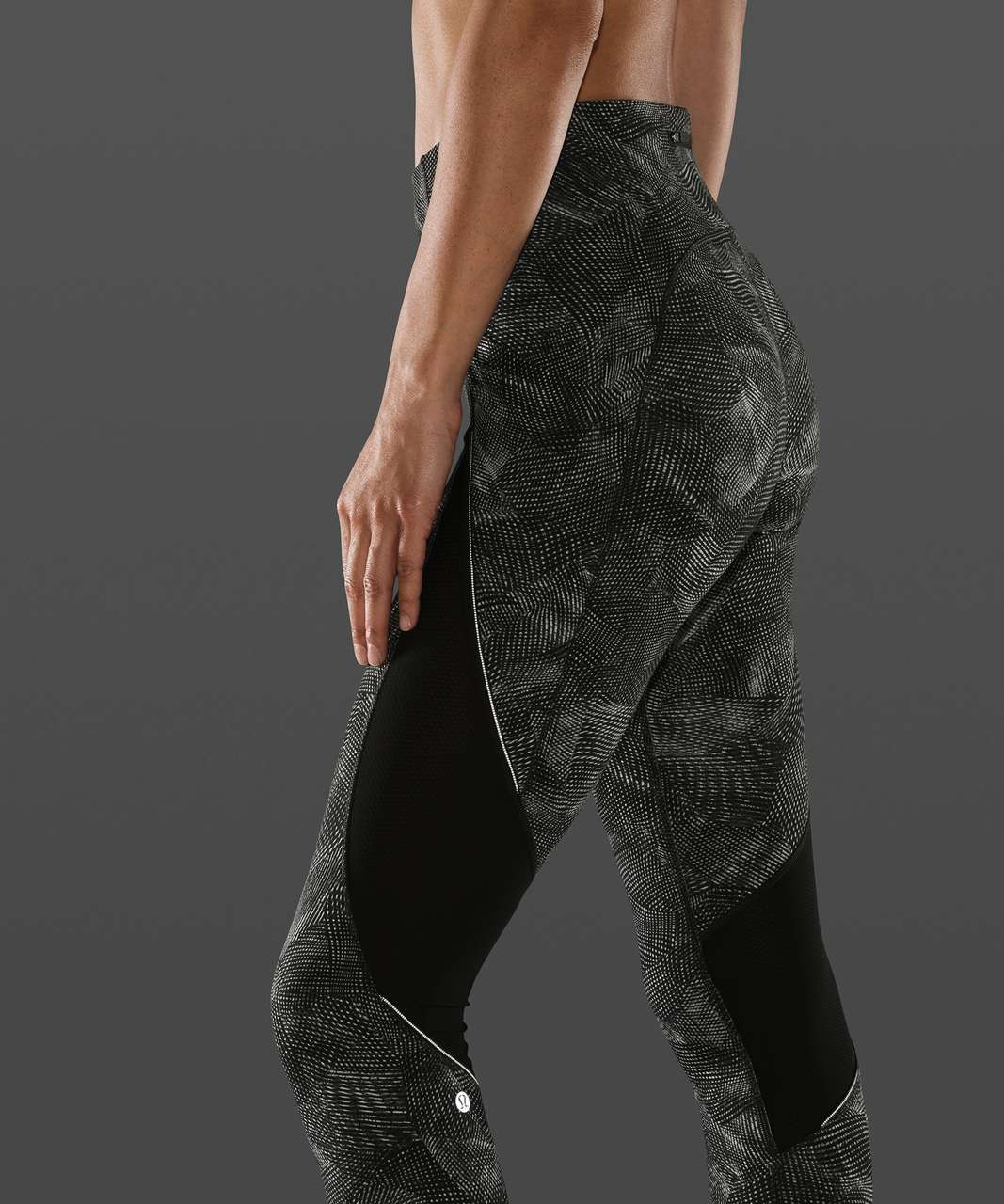 Lululemon Run Off Route Mid Rise Crop 21" - Velocity Mesh Island Mist Black / Black