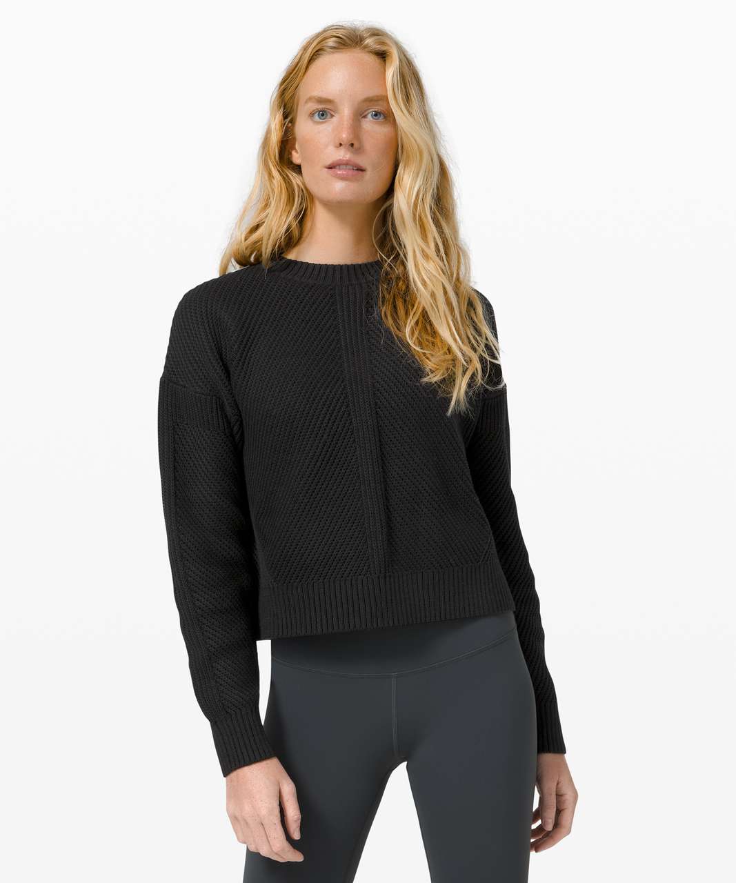 Lululemon Ribbed Funnel Neck Pullover - Heathered Black - lulu fanatics