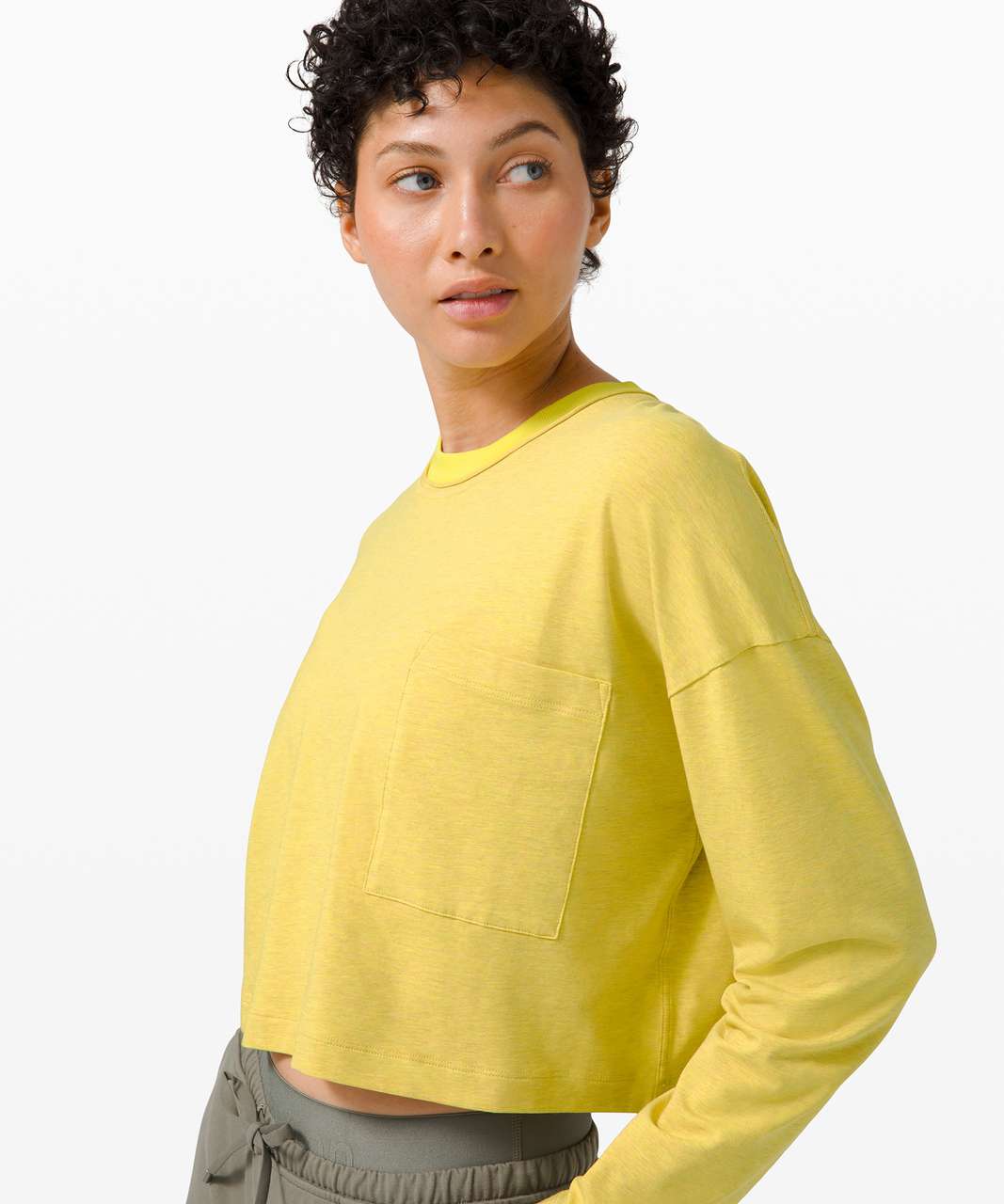 Lululemon Check the Box Long Sleeve - Heathered Yellow Serpentine - lulu  fanatics