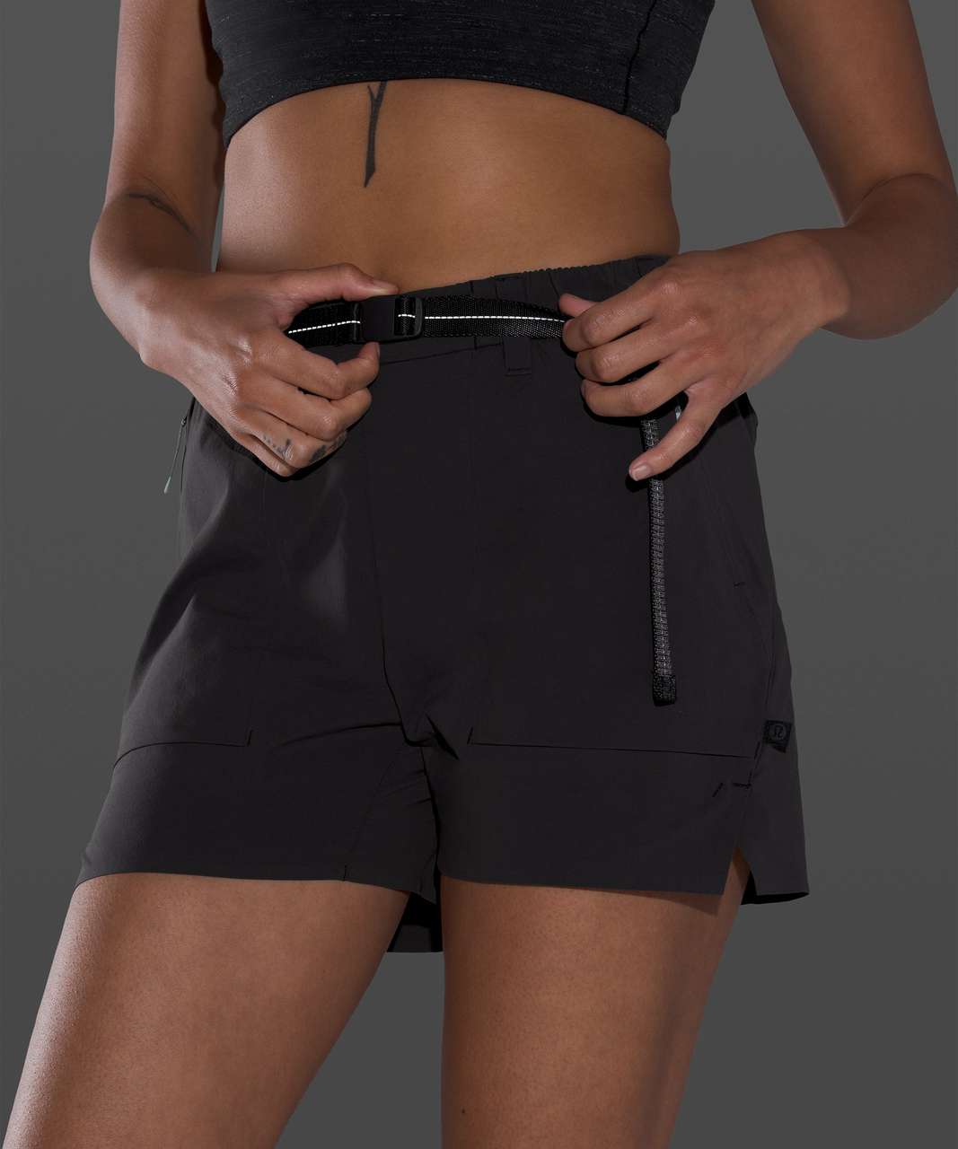 Women's Active Shorts, Granite & Black