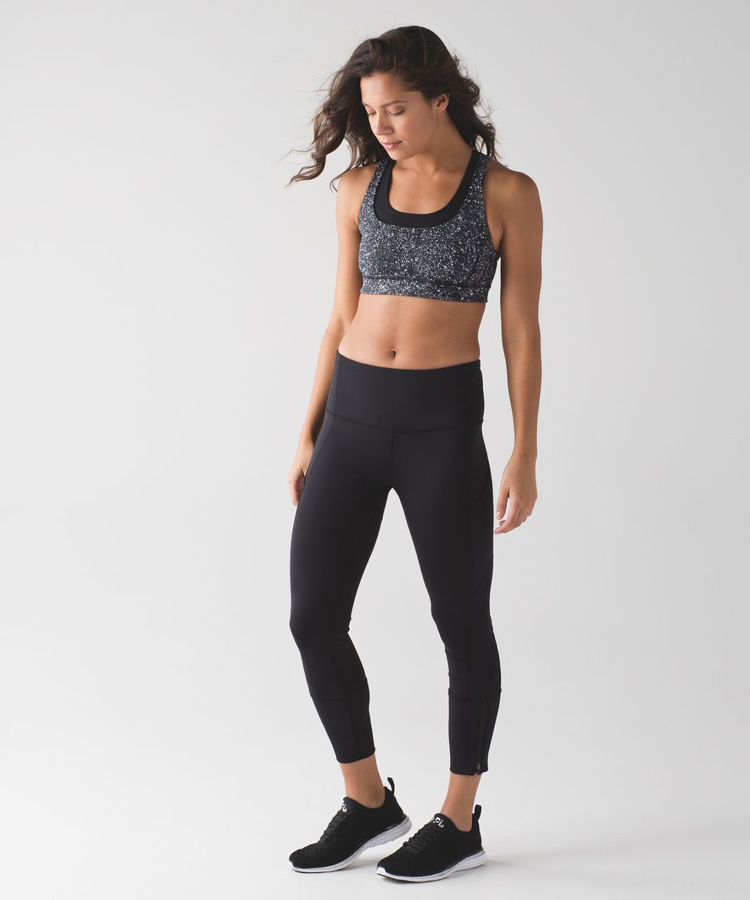 Lululemon Run Stuff Your Bra (Long Line) - Mini Splatter White Black / Black