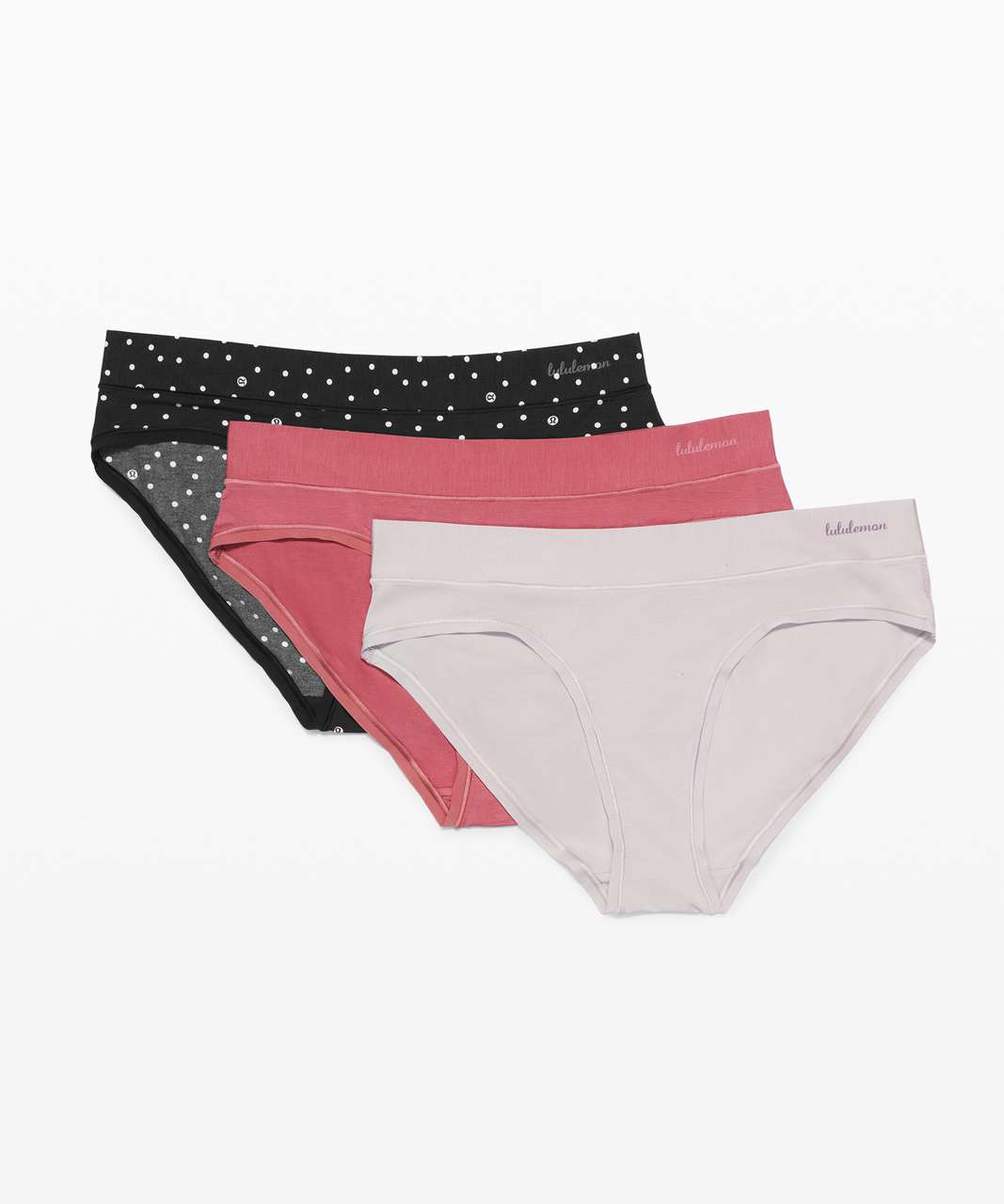 Lululemon Soft Breathable Bikini *3 Pack - Inspirit Polka White Black / Brier Rose / Chrome