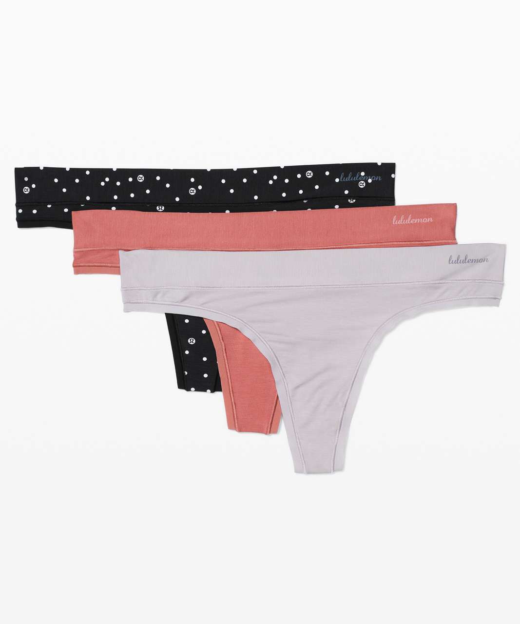 Lululemon Soft Breathable Thong *3 Pack - Inspirit Polka White Black / Brier Rose / Chrome