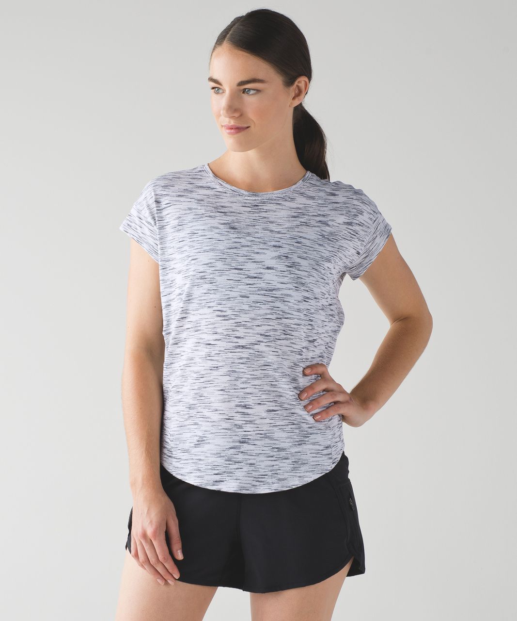 Lululemon Run Around Tee - Tiger Space Dye Black White