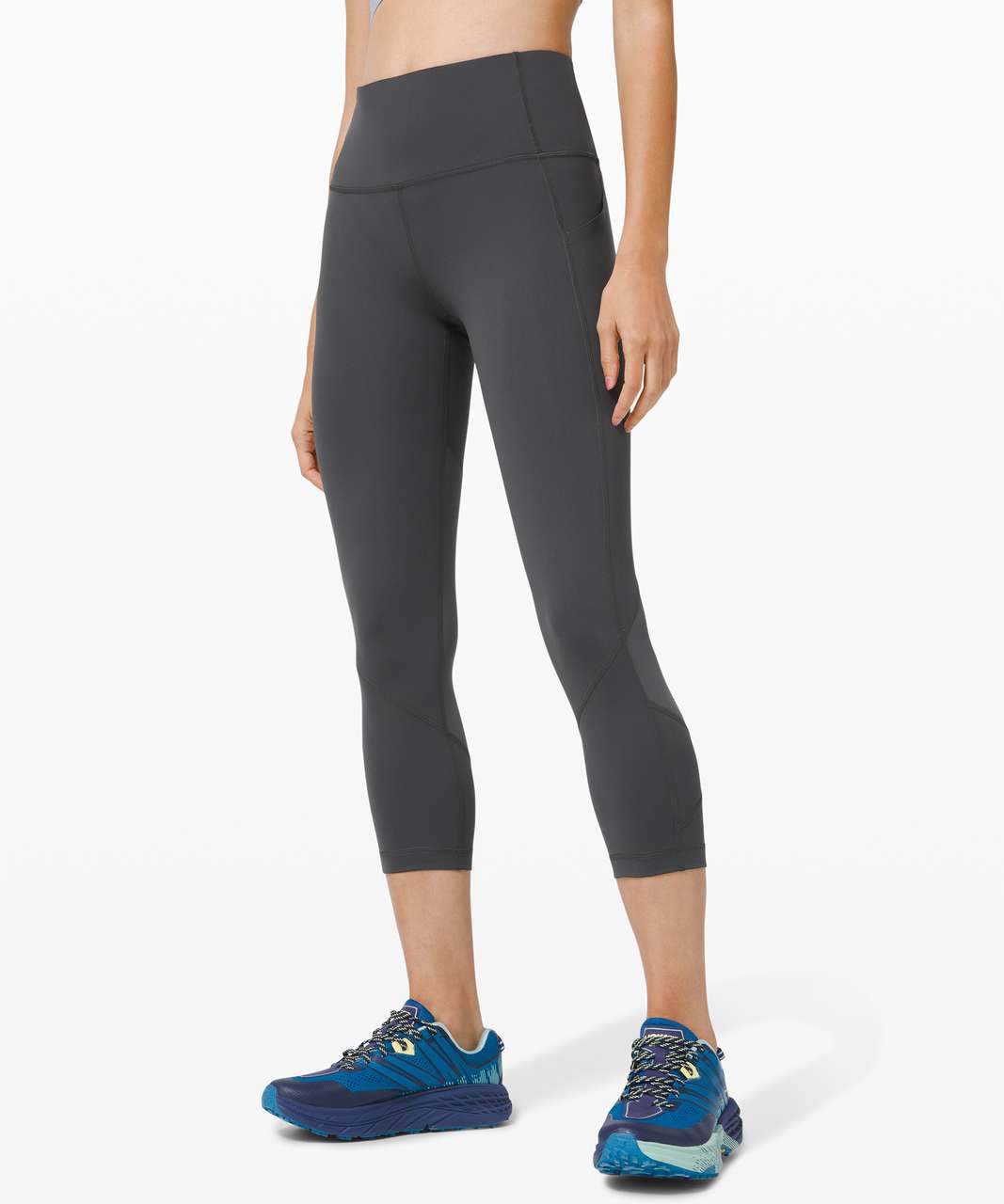 Lululemon Pace Rival Mid-Rise Crop 22” - Heathered Black / Black - lulu  fanatics