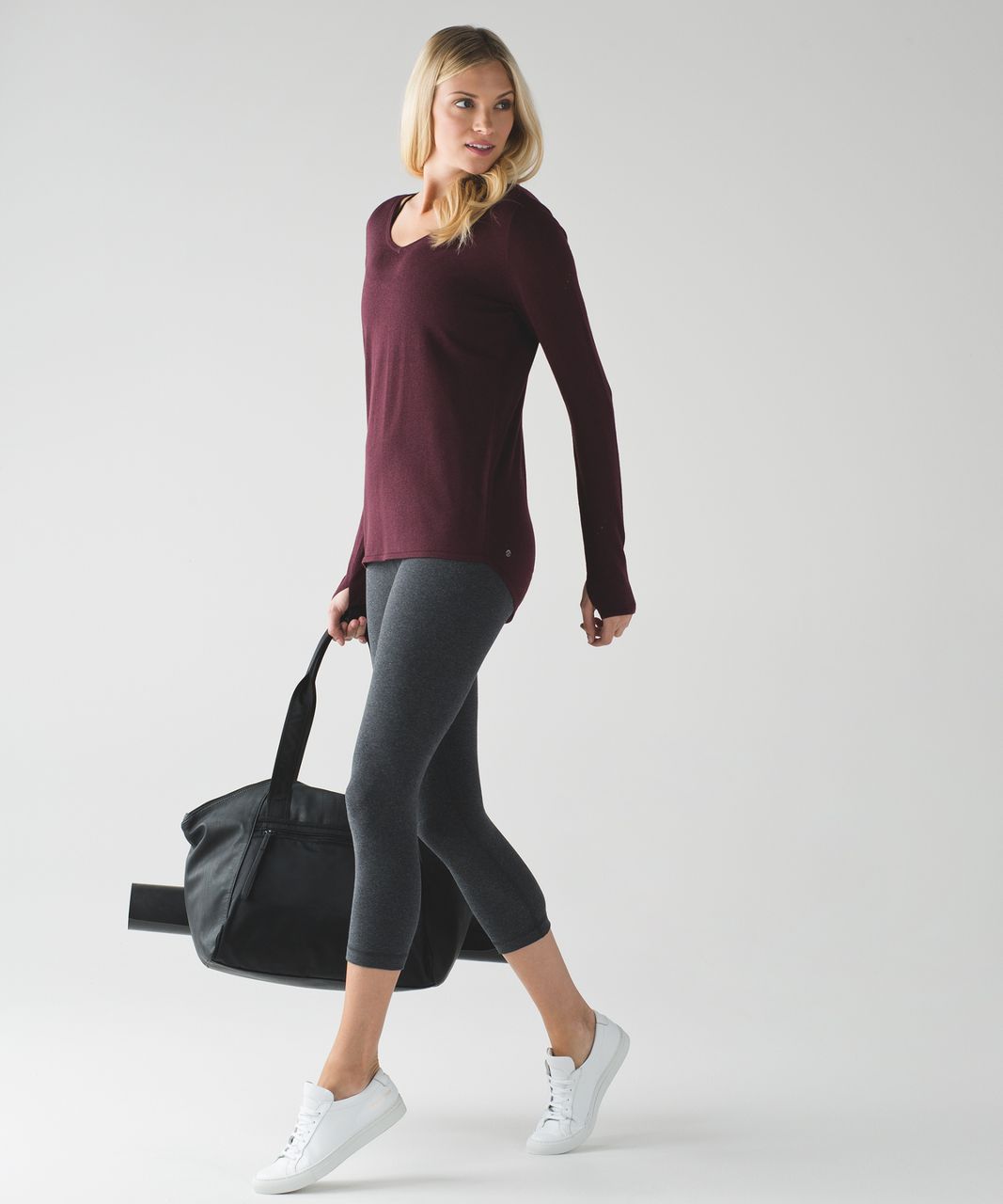 Lululemon Yin Time Long Sleeve - Heathered Bordeaux Drama