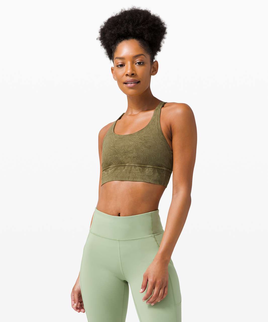 Lululemon Energy Bra Long Line Ice Dye *Medium Support, B–D Cup - Ice Wash Moss Green