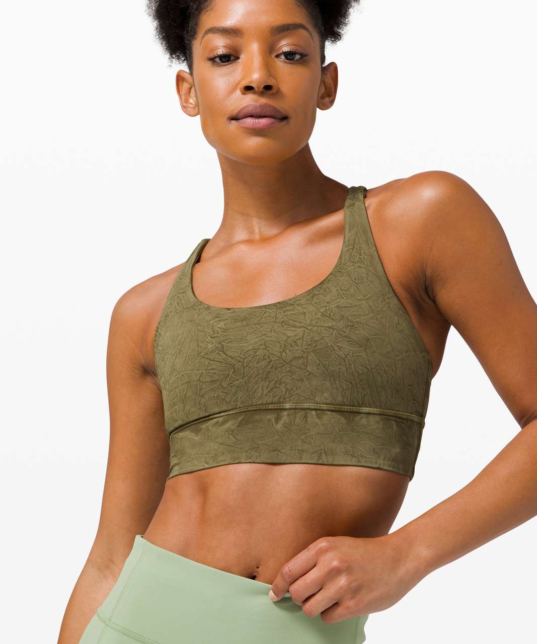 Lululemon Energy Bra Long Line Ice Dye *Medium Support, B–D Cup - Ice Wash  Moss Green - lulu fanatics