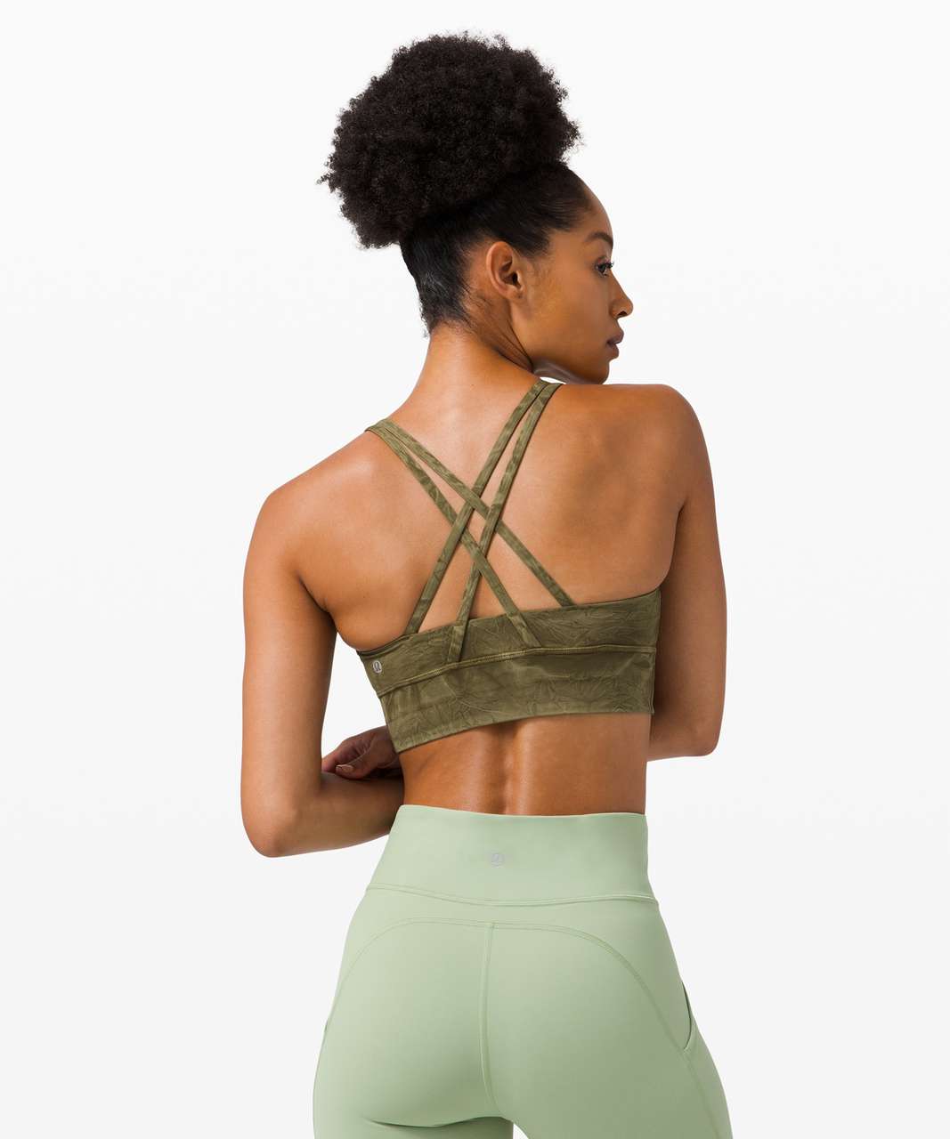 Lululemon Energy Bra Long Line Ice Dye *Medium Support, B–D Cup - Ice Wash Moss Green