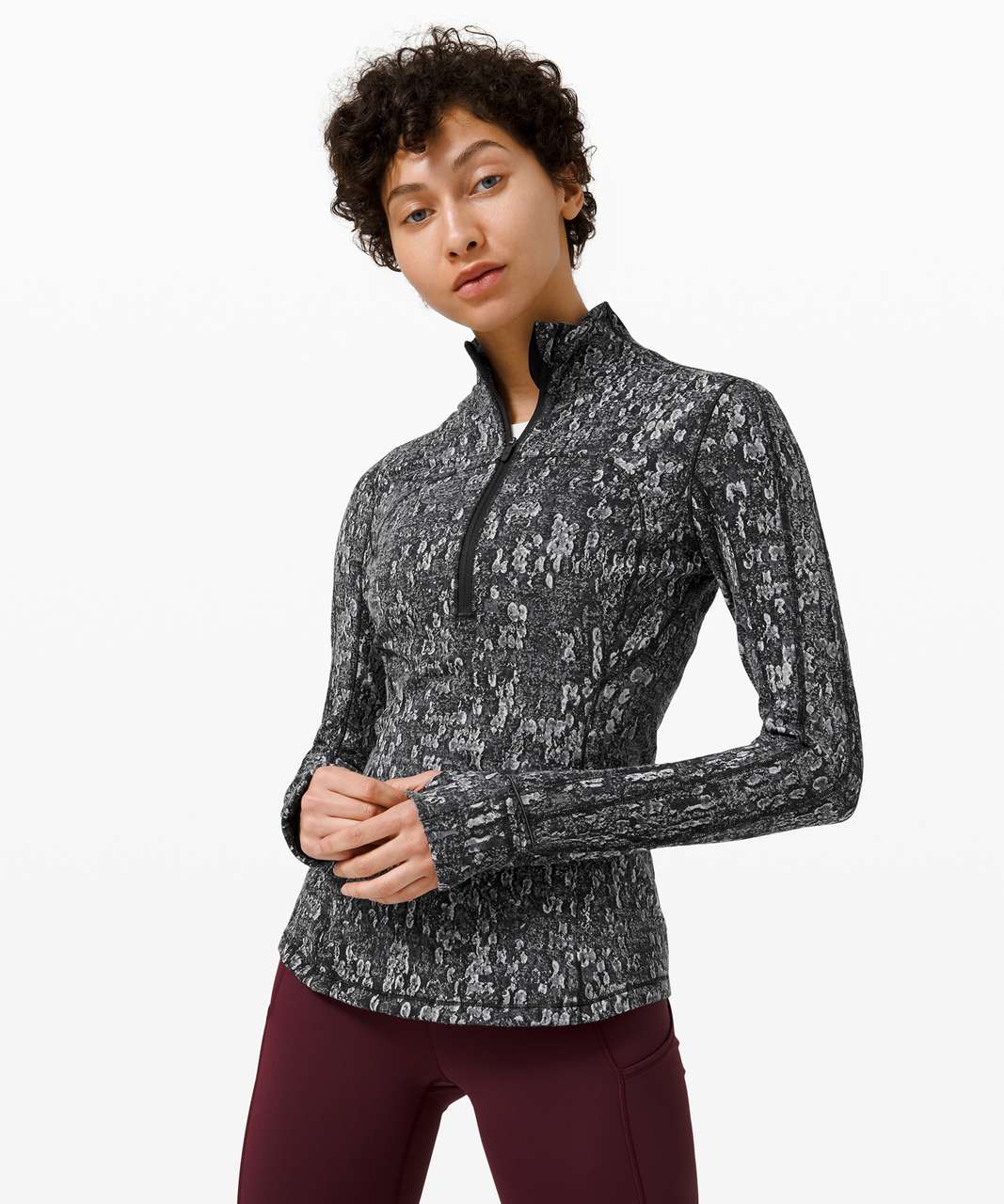 Lululemon Run Briskly 1/2 Zip - Eventide Jacquard Black Alpine 