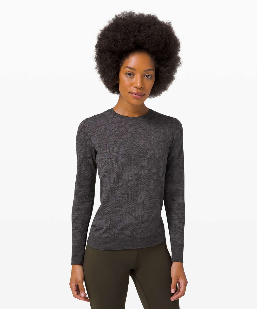 Lululemon Breeze By Long Sleeve - Polar Spots Titanium / Black