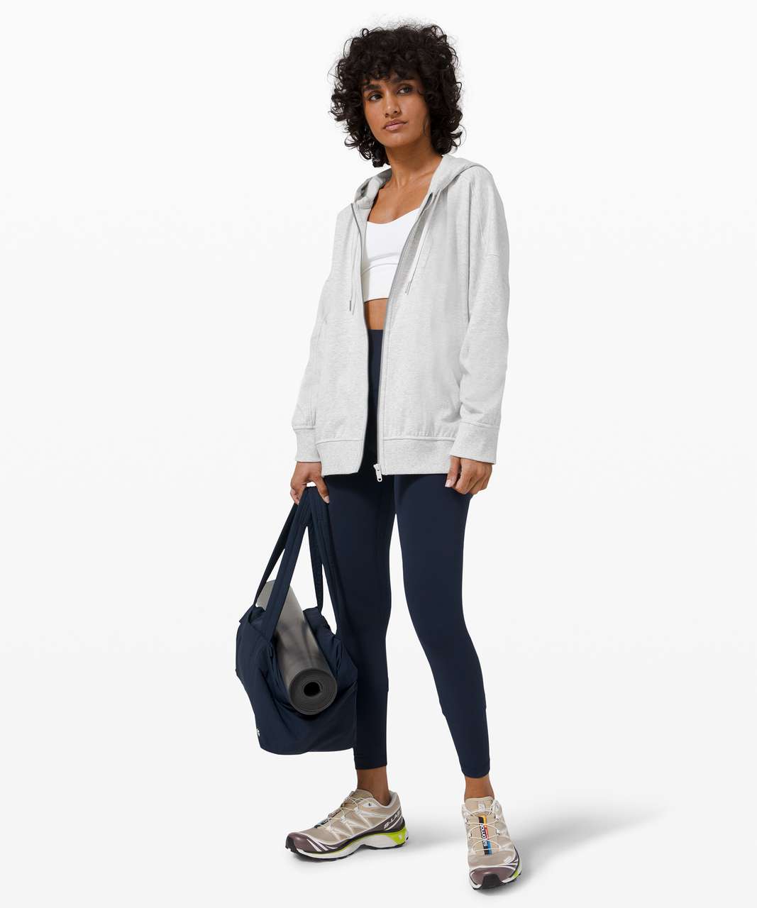 Lululemon Catch A Moment Zip Hoodie - Heathered Core Light Grey - lulu  fanatics