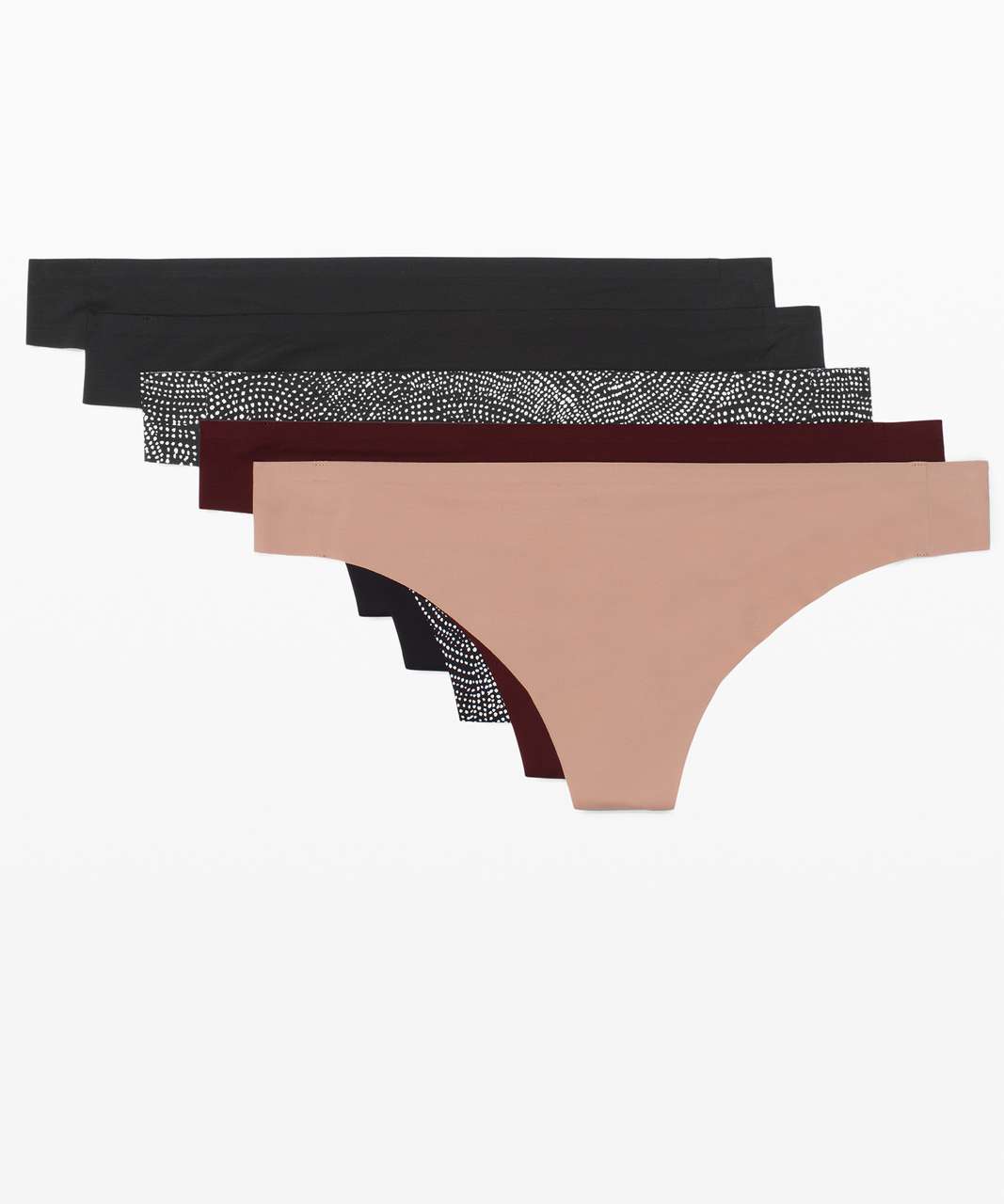 Lululemon Smooth Seamless Thong *5 Pack - Black / Soft Sand / Free Spirit Alpine White Black / Black / Garnet