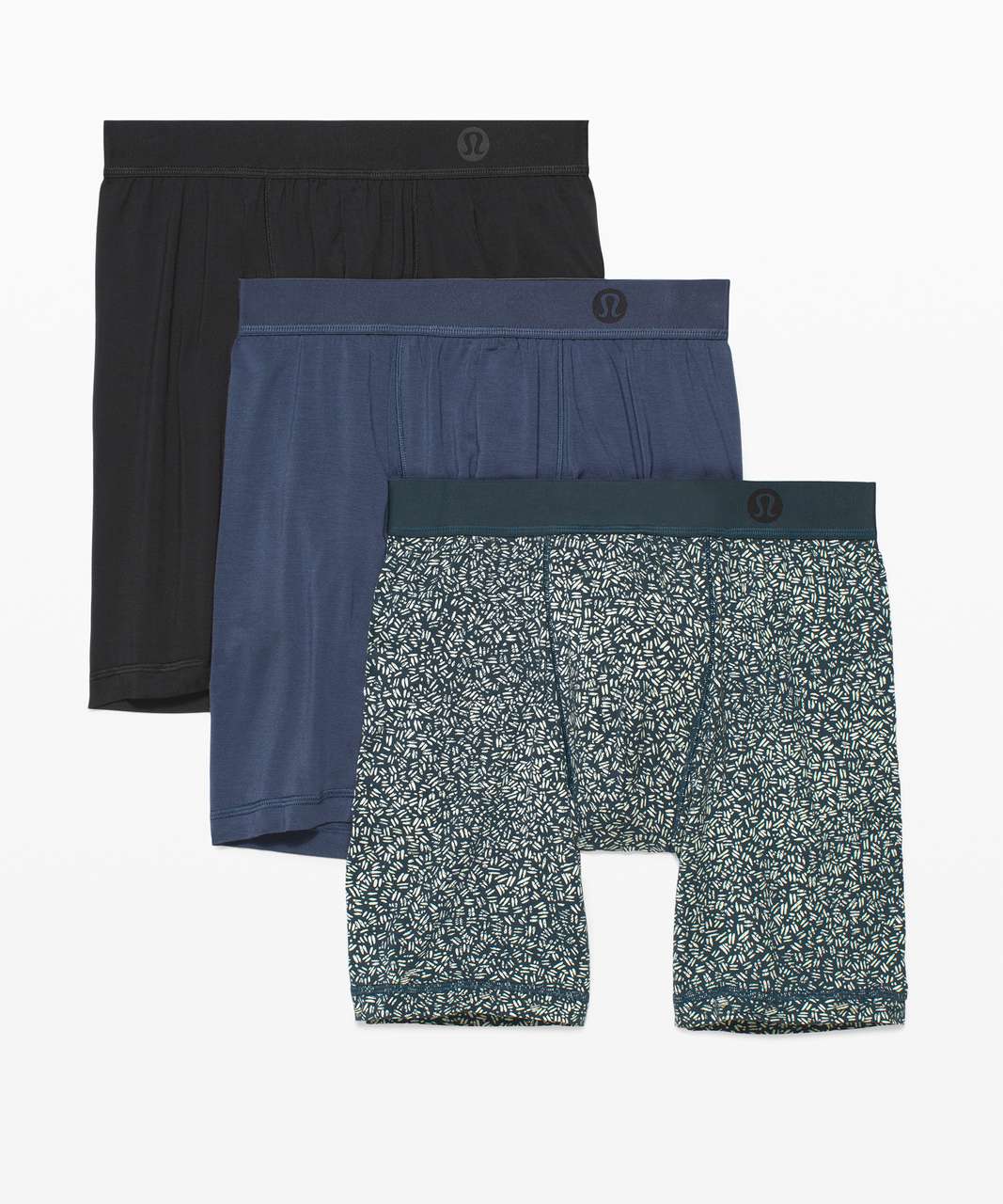 Lululemon Always In Motion Boxer *The Long One 3 Pack 7" - Black / Pip Antique White Iron Blue / Iron Blue