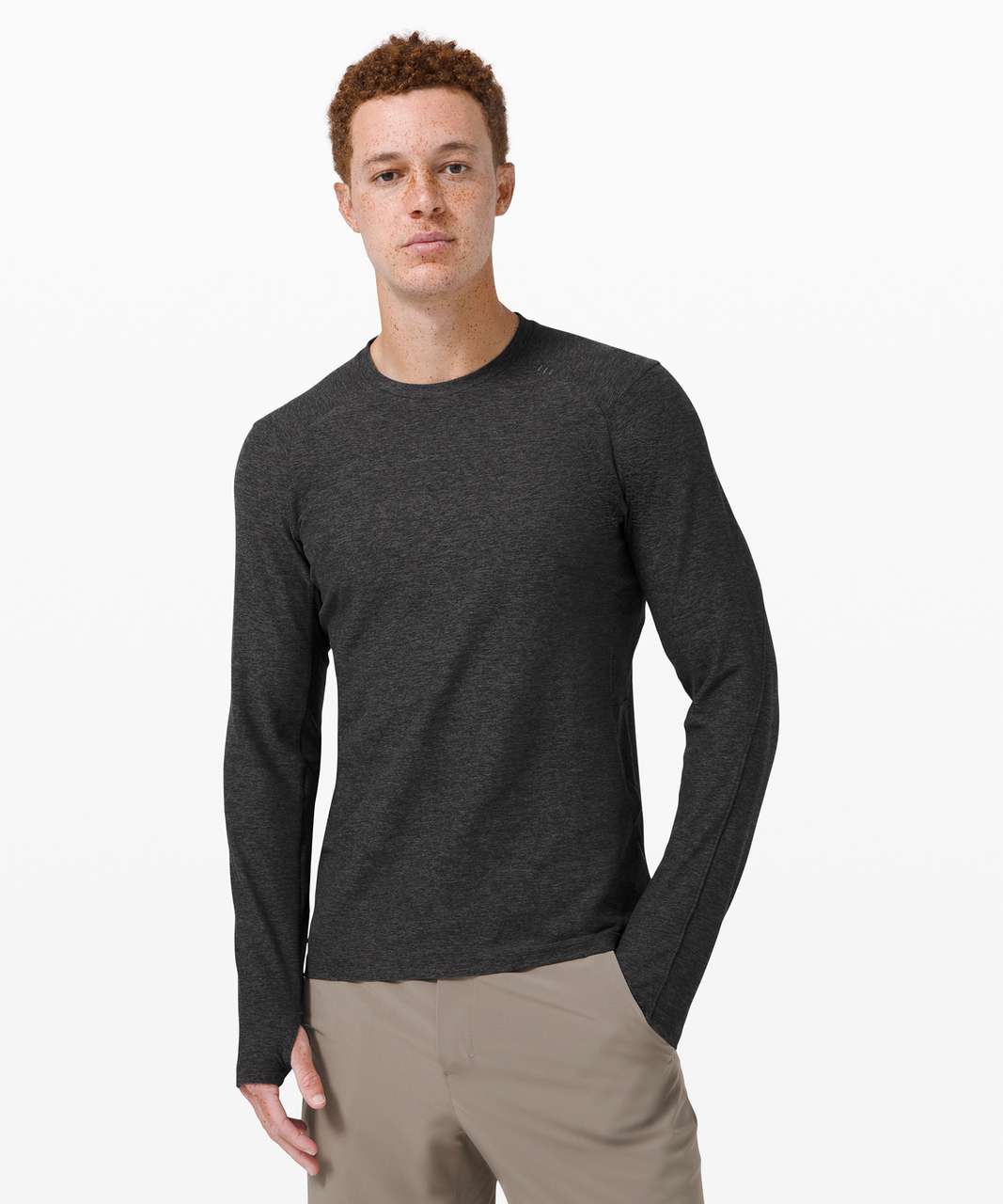 Lululemon Surge Warm Long Sleeve - Heathered Graphite Grey / Black